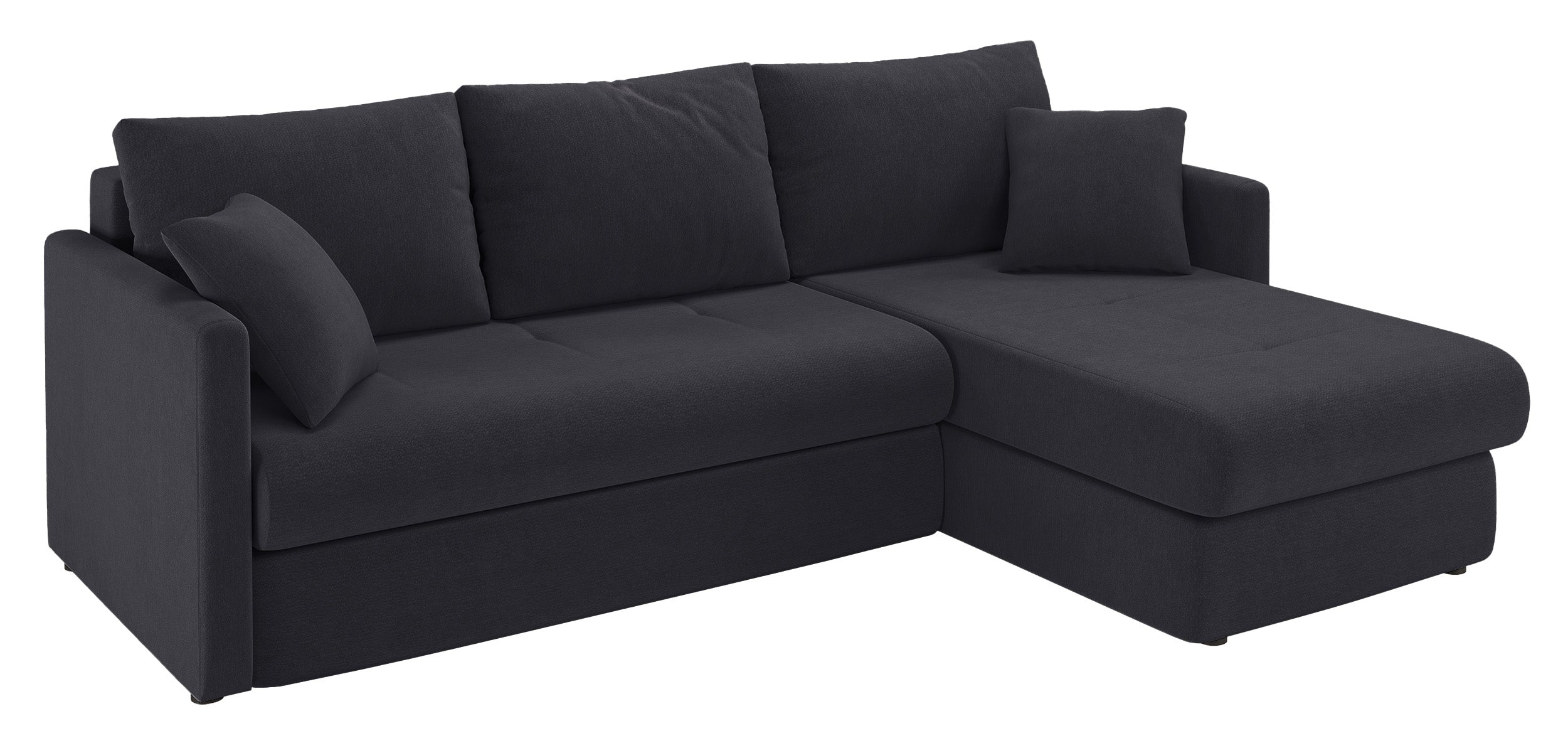 Ecksofa mit Schlaffunktion Lorro, L-förmig, universell mit zwei Stauraumfächern, graphitfarbener Chenillestoff