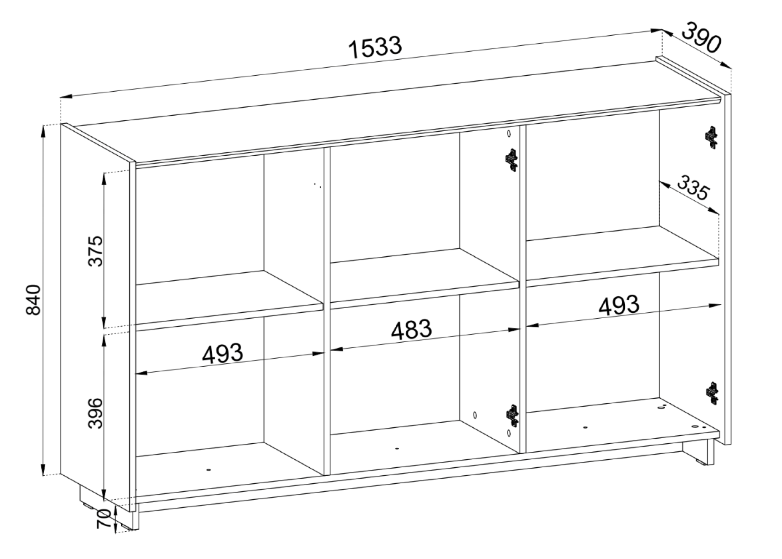 Drehtür-Kommode Magro 153 cm Kaschmir