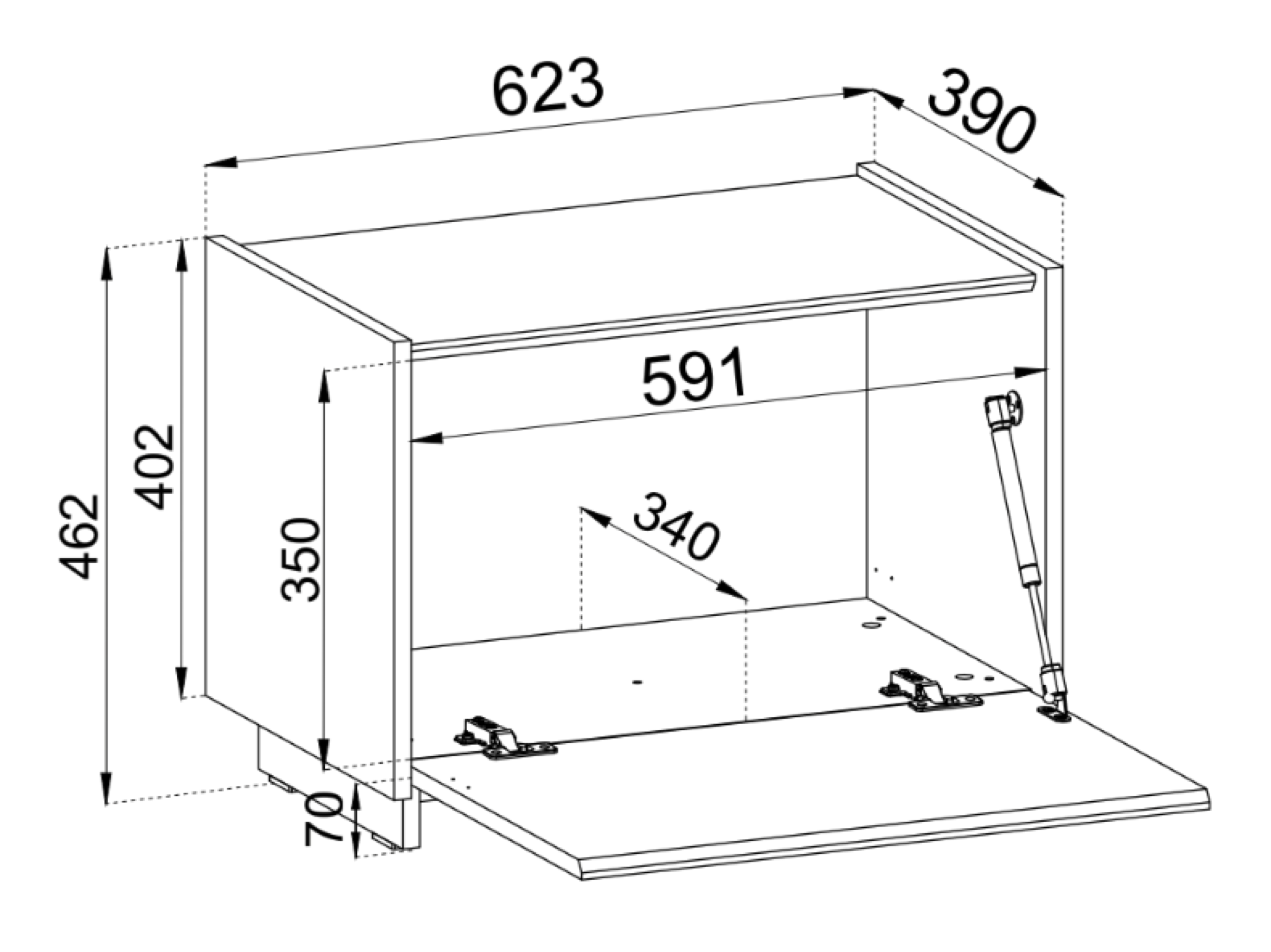 Hängender und stehender Nachtschrank Magro 62 cm Kaschmir