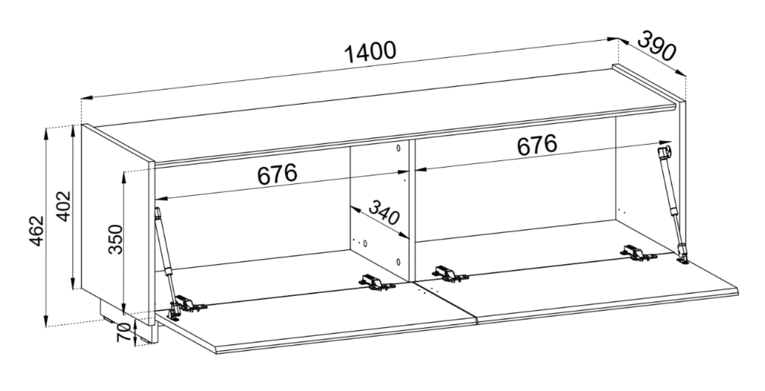 Hängend-stehender TV-Schrank Magro 140 cm Kaschmir