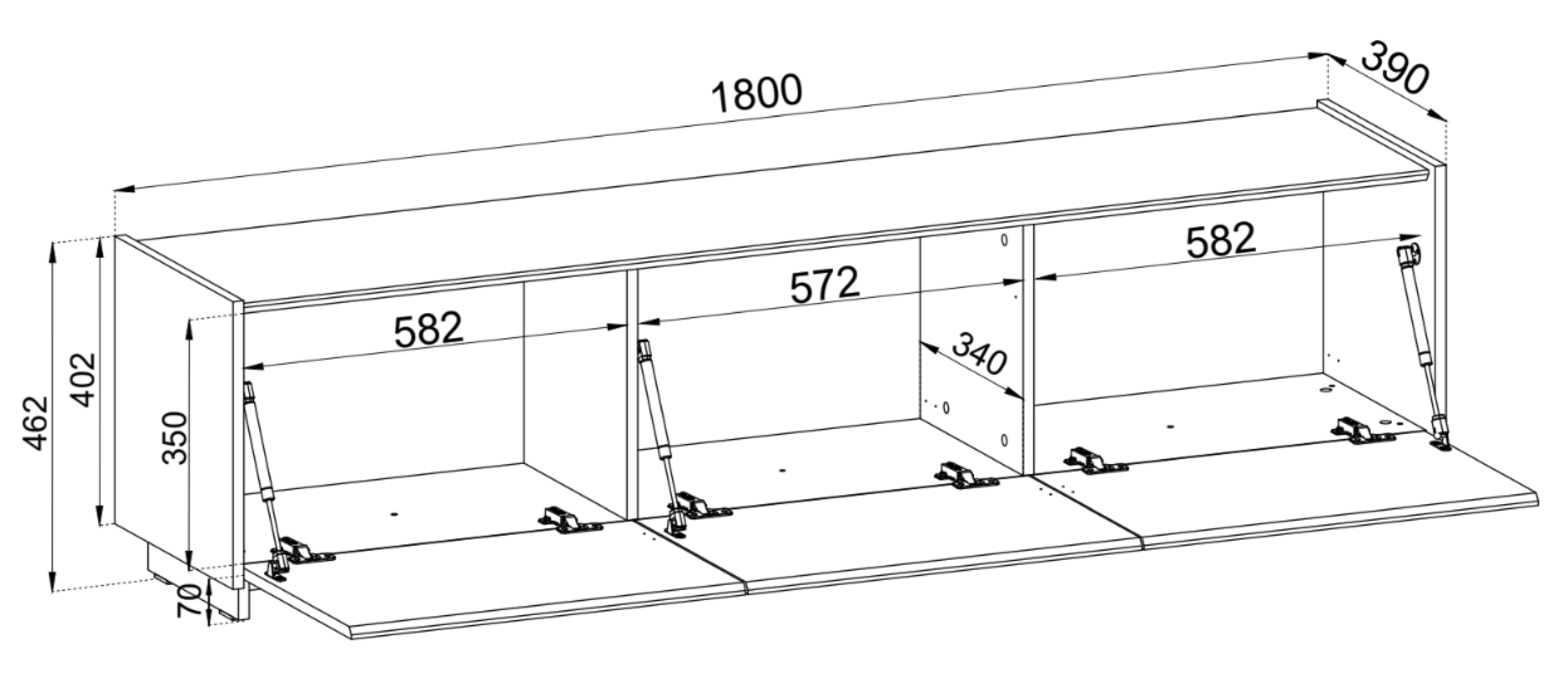 Hängend-stehender TV-Schrank Magro 180 cm Kaschmir