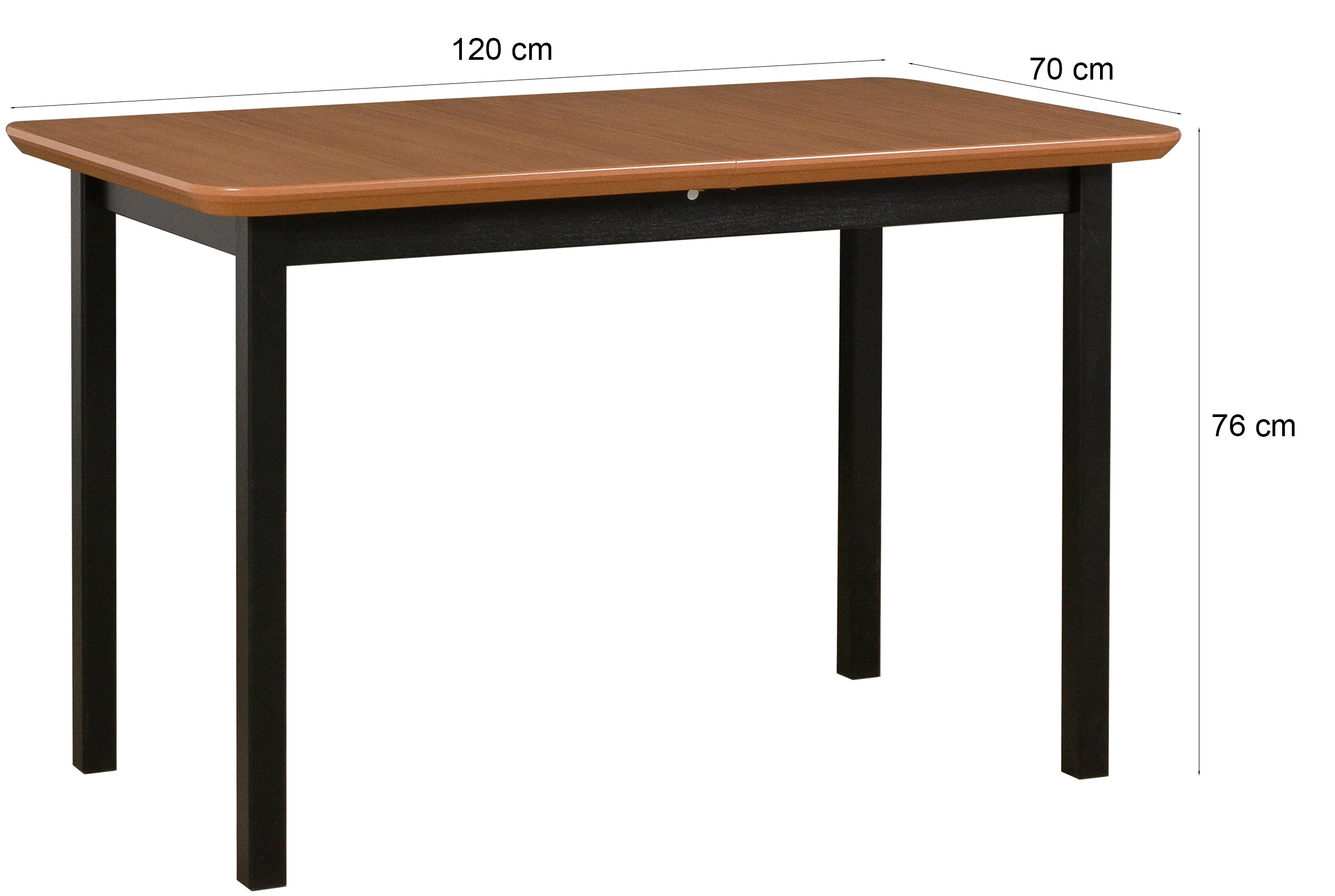 Ausziehbarer Esstisch aus Holz Stallity 120-150x70 cm Schwarz/Natur-Eiche