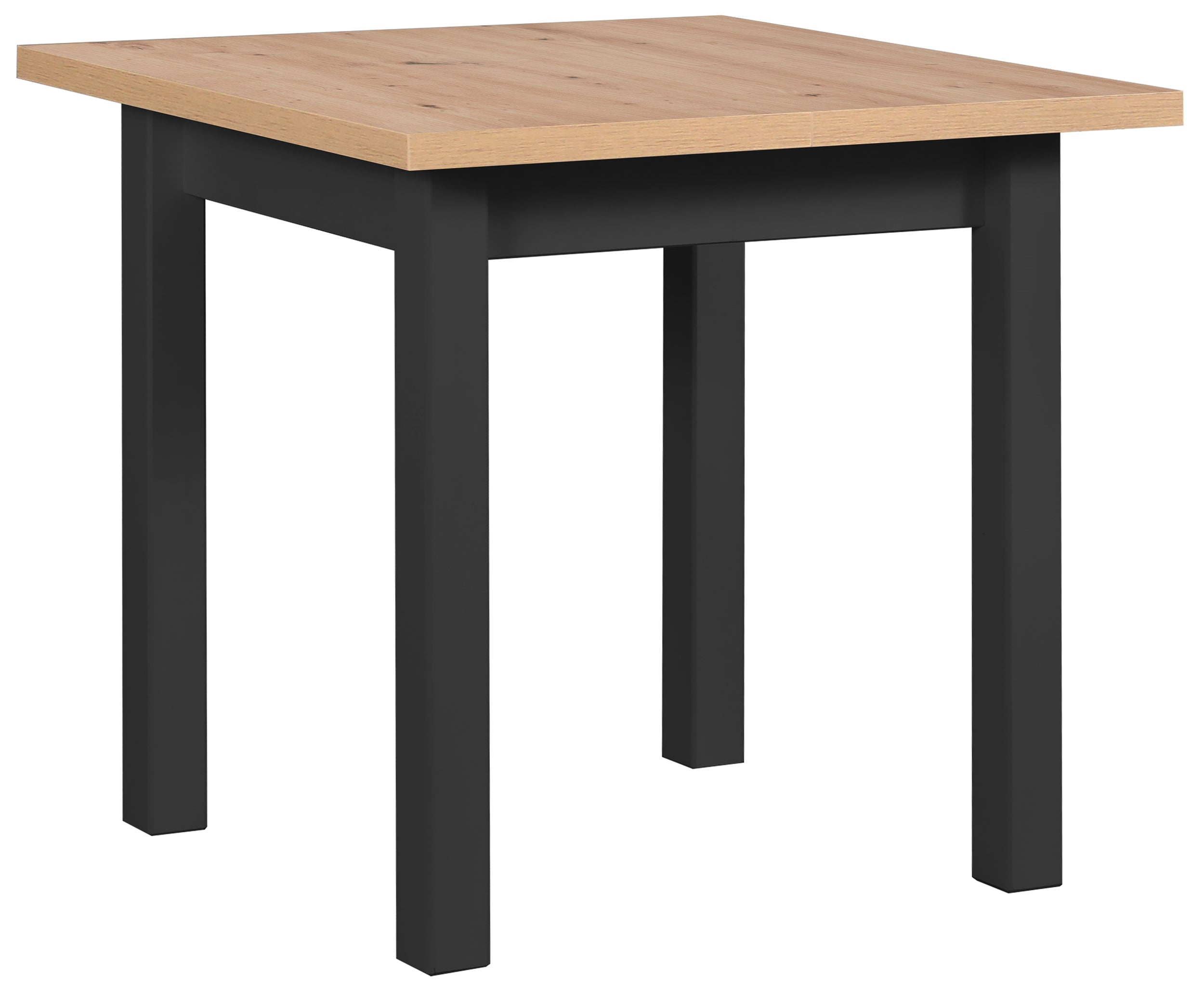 Ausziehbarer Esstisch aus Holz Patred 80-160x80 cm schwarz/Eiche Artisan