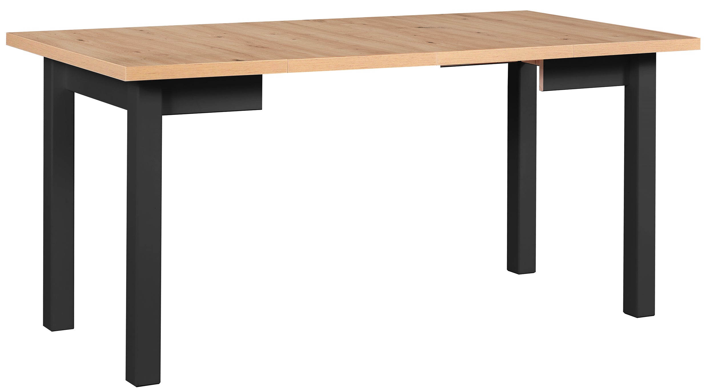 Ausziehbarer Esstisch aus Holz Patred 80-160x80 cm schwarz/Eiche Artisan