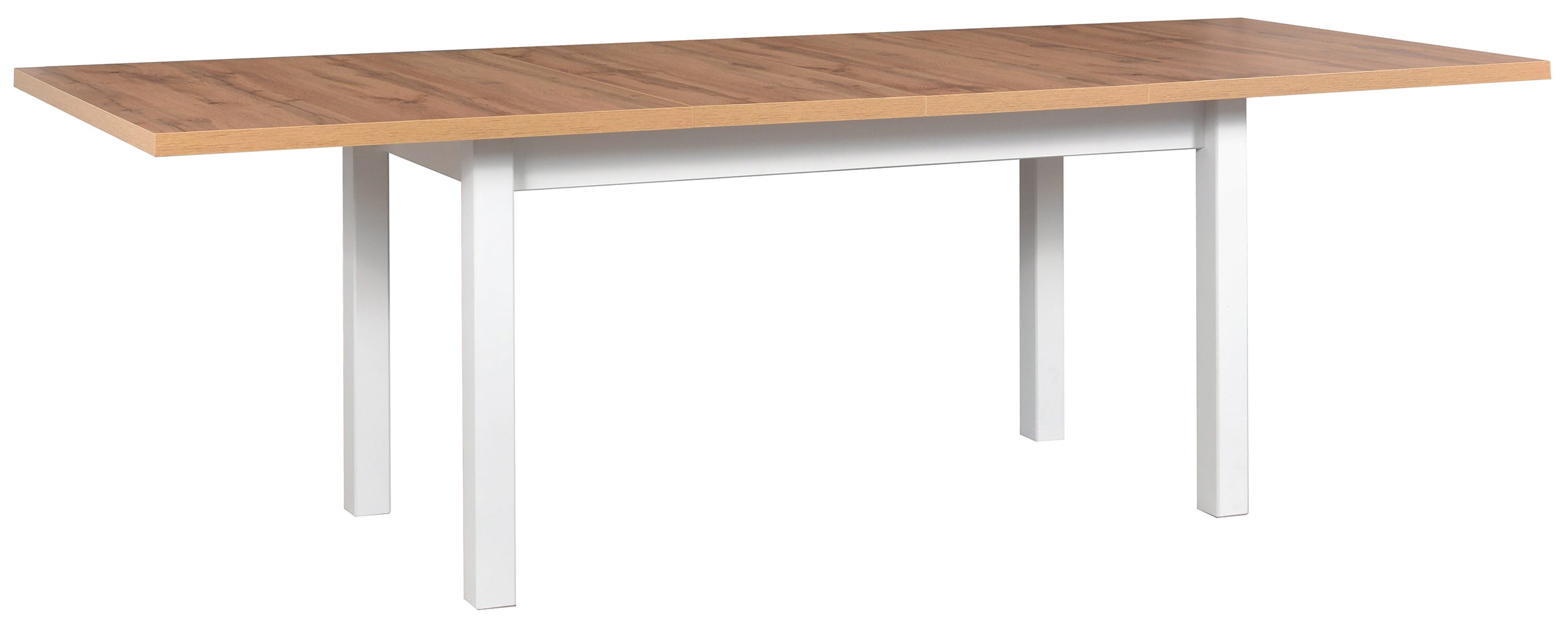 Ausziehbarer Esstisch aus Holz Fronally 160-240x90 cm Weiß/Wotan-Eiche