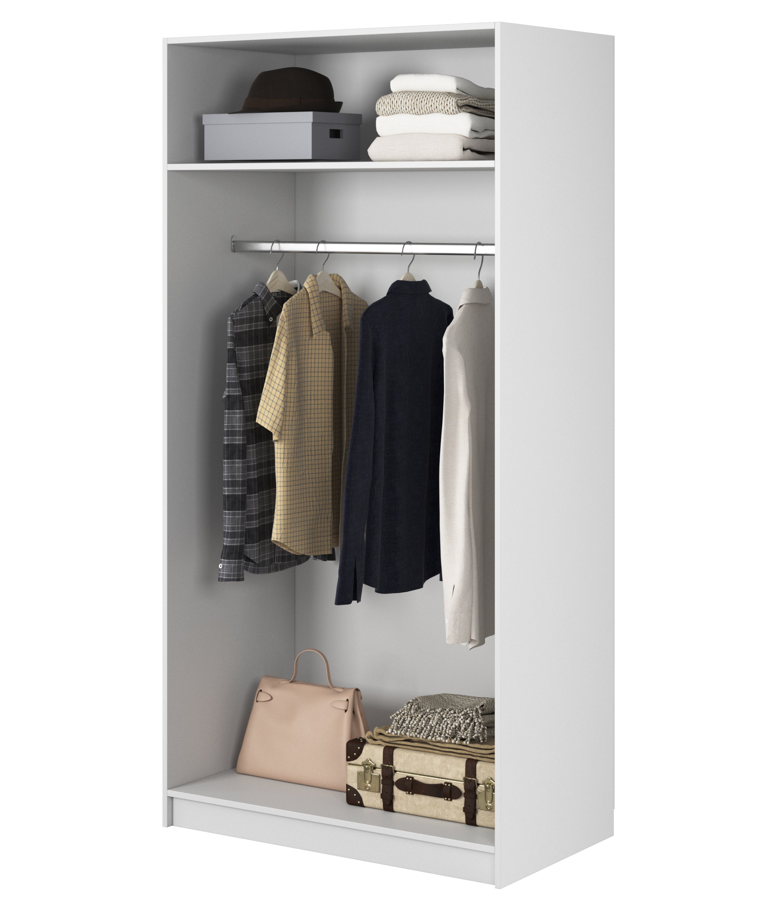 Kaspe Garderobe mit 100 cm Stange Weiß