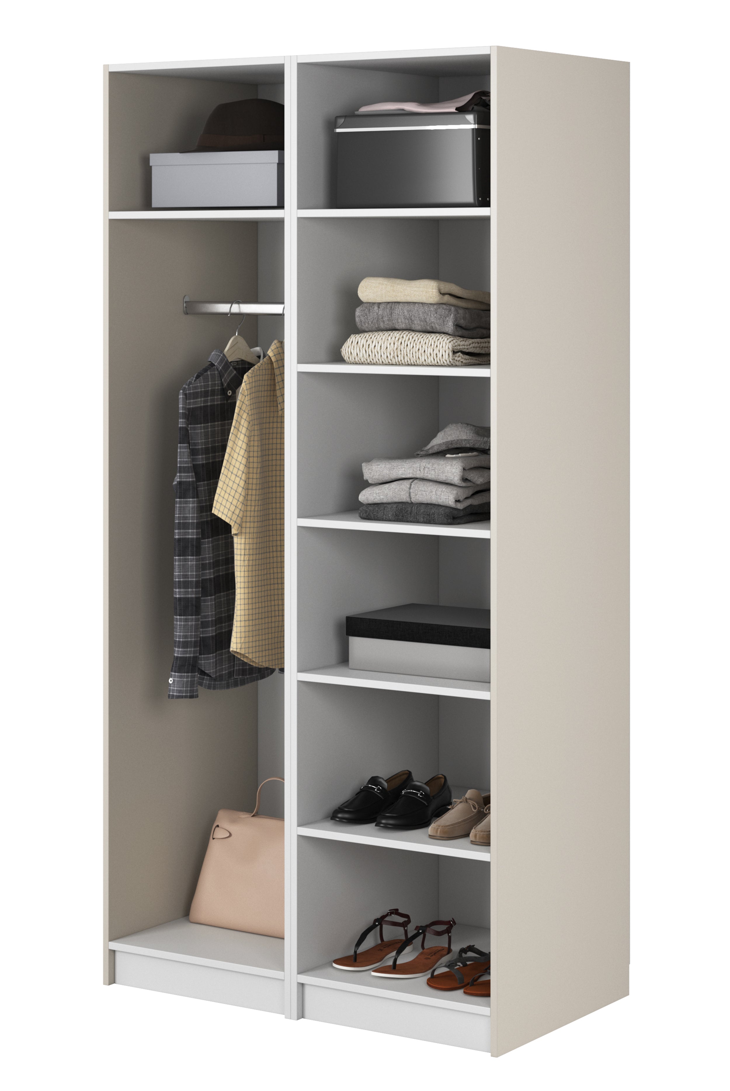 Kaspe Garderobe mit Stange und Regalen 100 cm Weiß