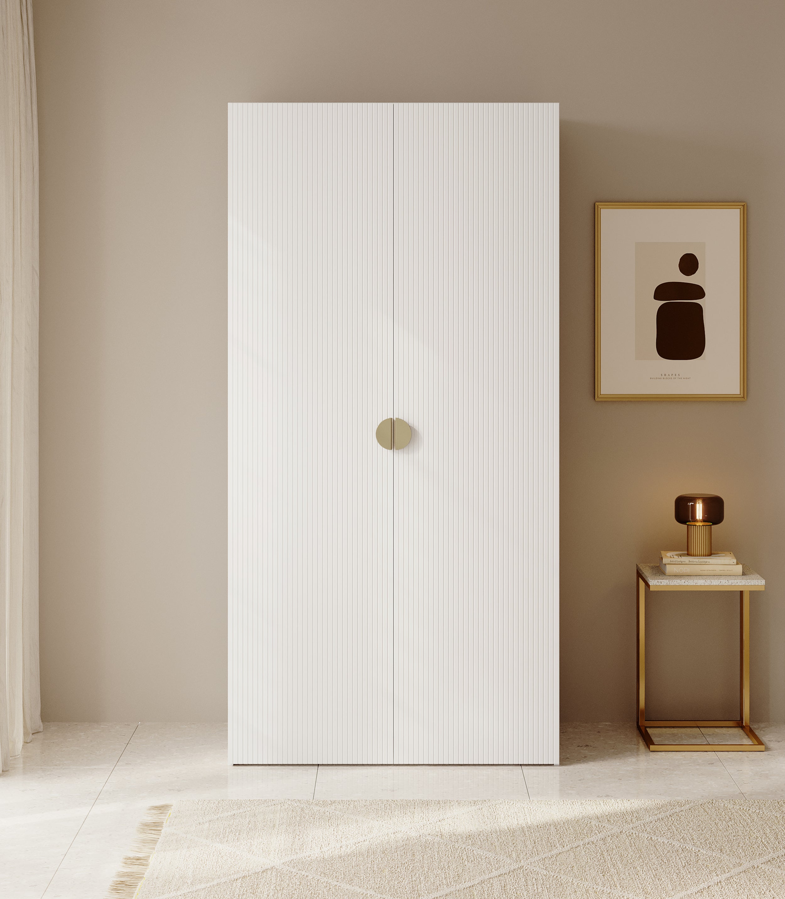 Zweiflügeliger Kleiderschrank Moonir mit 100 cm Kleiderstange Weiß