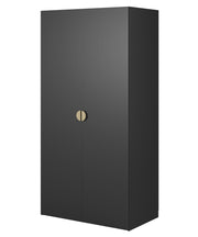 Zweiturige Moonir-Garderobe mit 100 cm Kleiderstange Schwarz