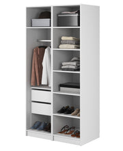 Kaspe Garderobe mit Stange, Schubladen und Regalen 100 cm Weiß