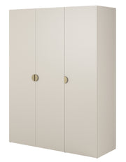 Drehtürenschrank Moonir mit langem Kleiderstange, sieben Regalen und Schubladencontainer, 150 cm, Grau-Beige