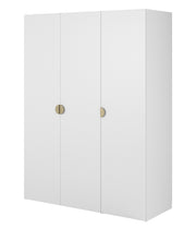 Drehtürenschrank Moonir mit Kleiderstange, Regalen und Schubladencontainer 150 cm Weiß