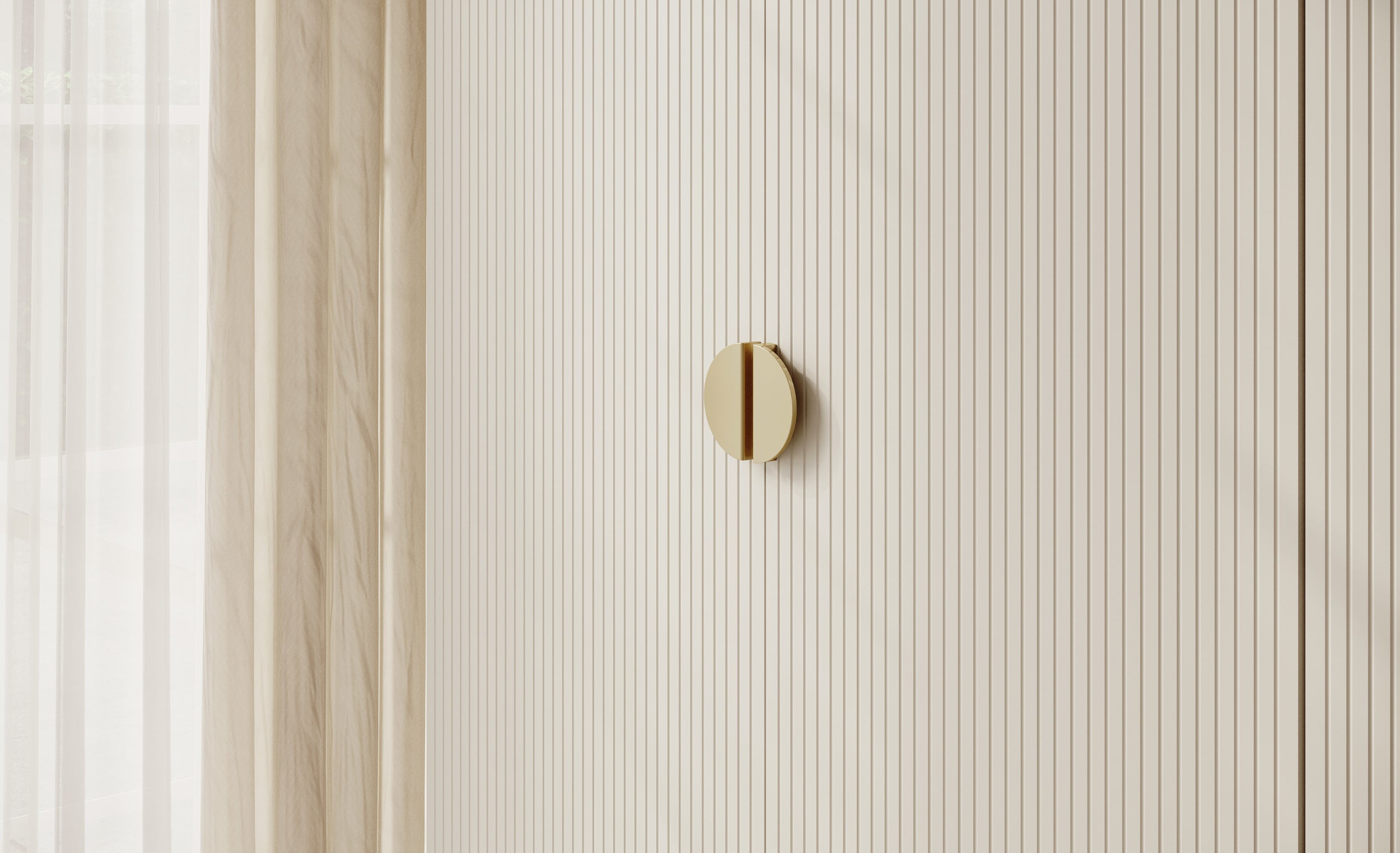 Vier­türiger Kleiderschrank Moonir mit zwei Kleiderstangen, Regalen, 200 cm, Grau-Beige