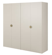 Vier­türiger Kleiderschrank Moonir mit zwei Kleiderstangen, Regalen, 200 cm, Grau-Beige