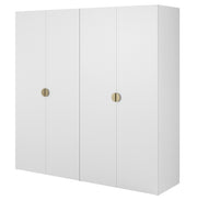 Vier­türiger Moonir-Schrank mit zwei Kleiderstangen, 200 cm, Weiß