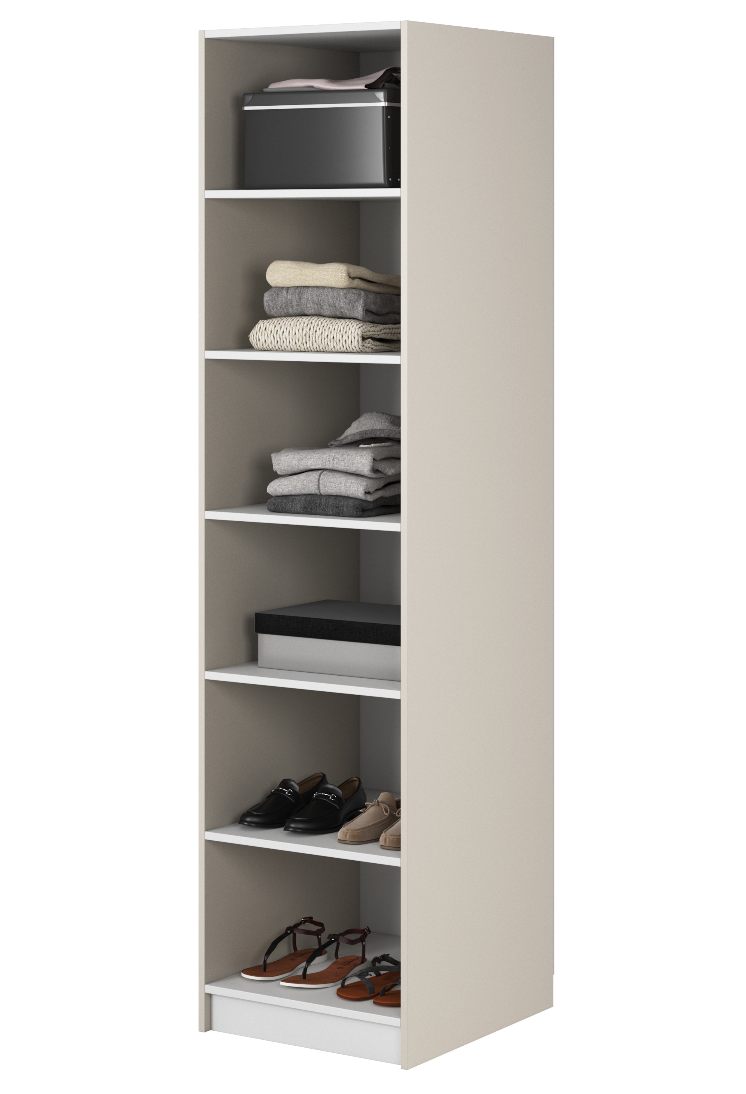 Einzeltüriger Schrank Frame mit Regalen 50 cm Grau Beige