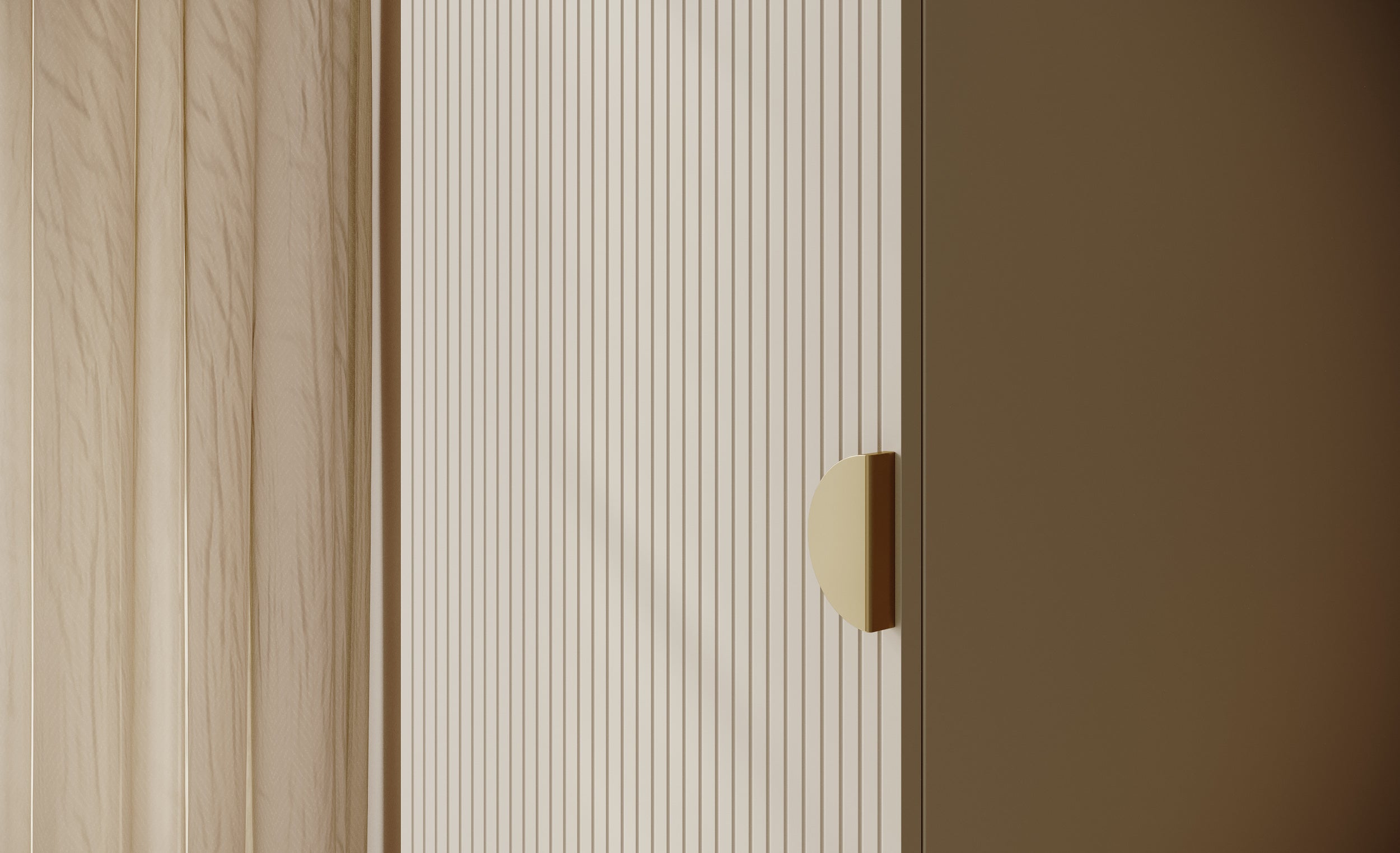 Einzeltüriger Schrank Moonir mit 50 cm Kleiderstange, Grau-Beige