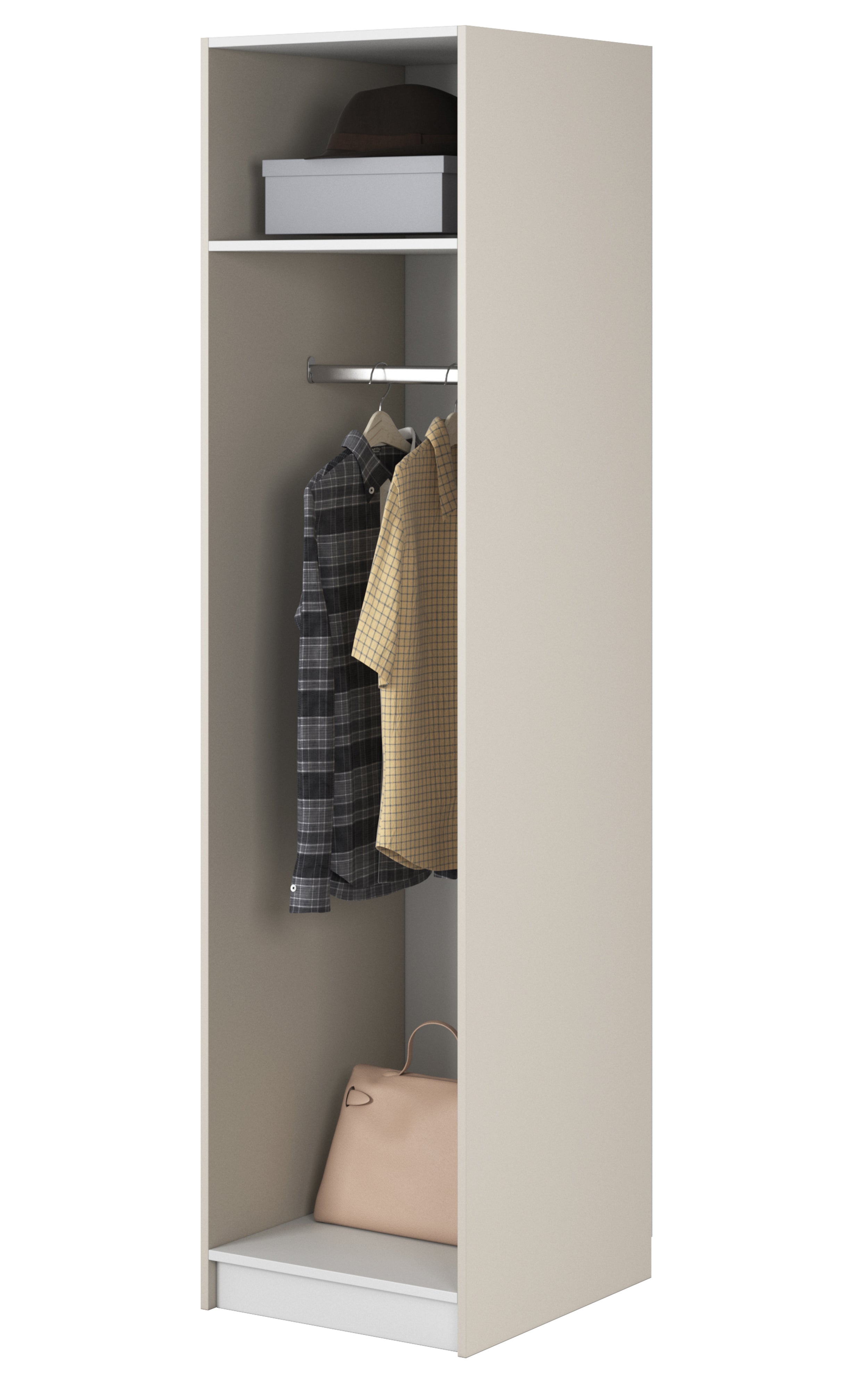 Einzeltüriger Schrank Frame mit 50 cm Kleiderstange Grau Beige