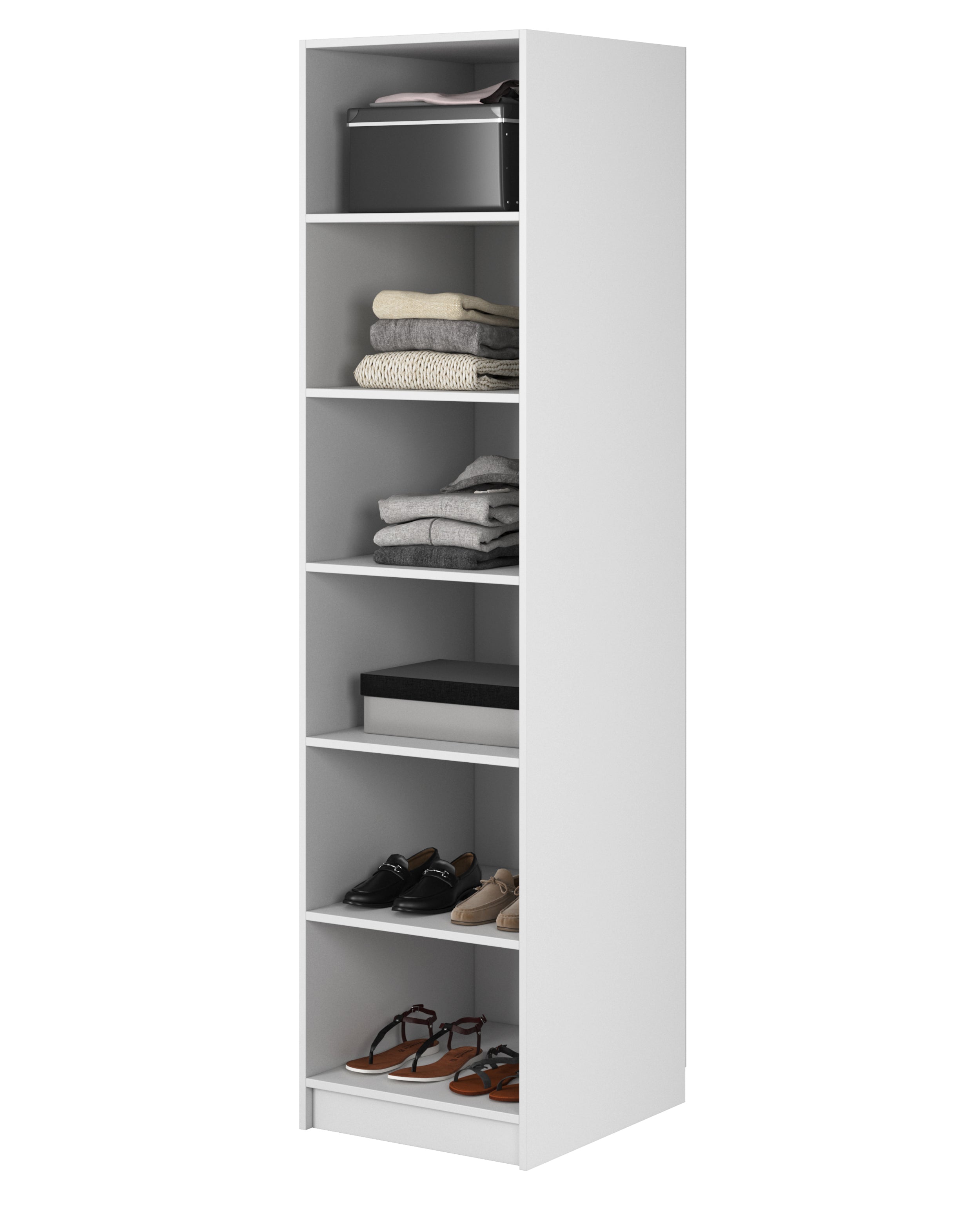 Kaspe Garderobe mit 50 cm Regalen Weiß