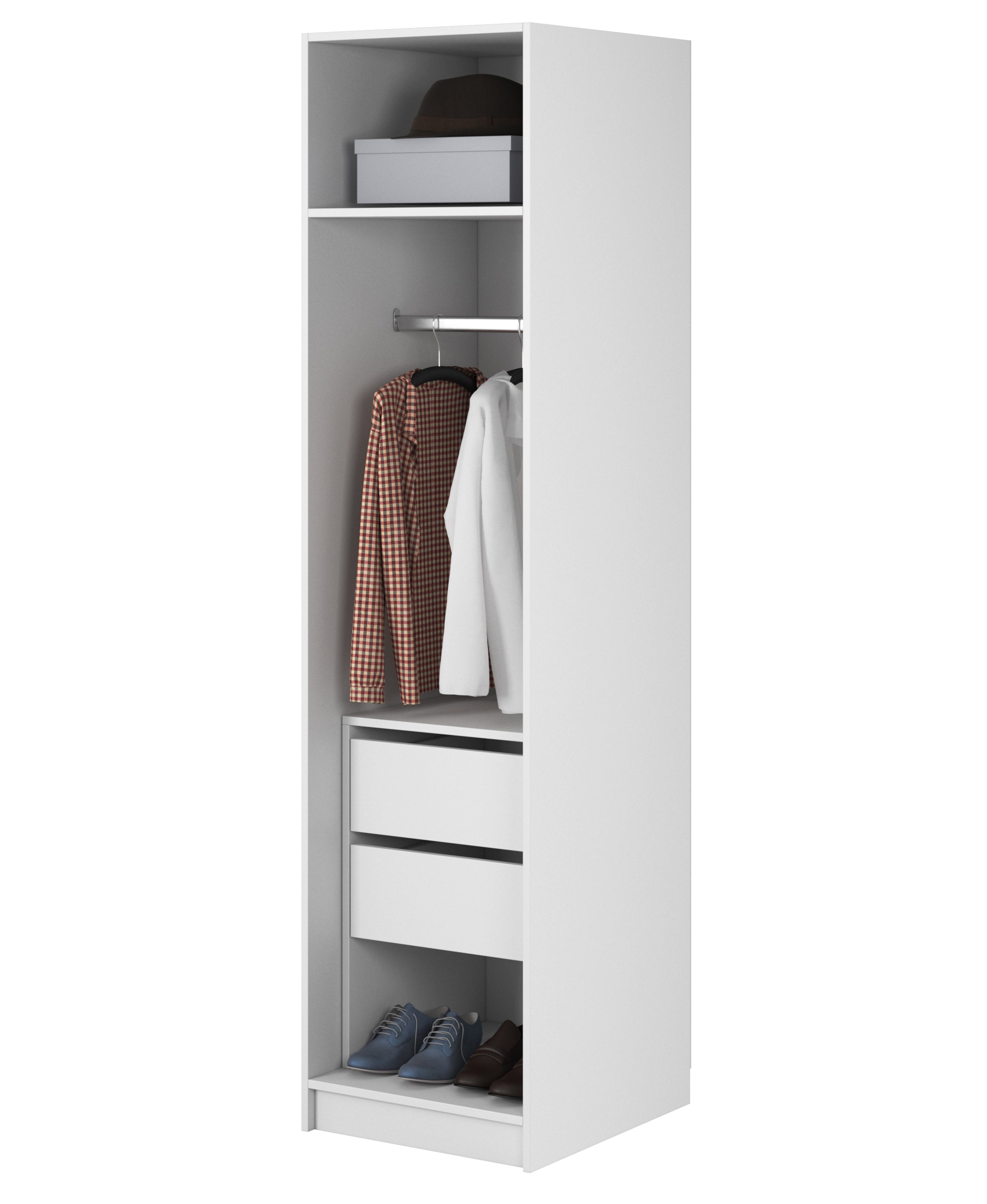 Kaspe Garderobe mit Stange und Schubladen 50 cm Weiß