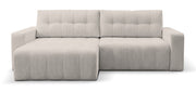 Ecksofa mit Schlaffunktion Maillo, L-förmig, universell, mit Stauraum, hellbeiger Cordstoff