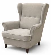 Sessel Malmello Ohrensessel beige Velours, pflegeleicht, schwarze Beine