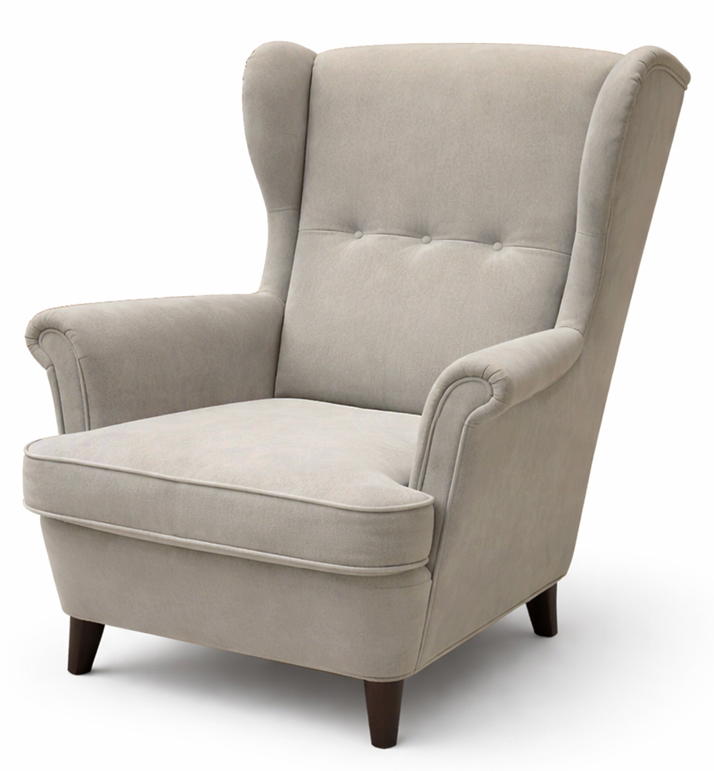 Sessel Malmello Ohrensessel beige Velours, pflegeleicht, schwarze Beine