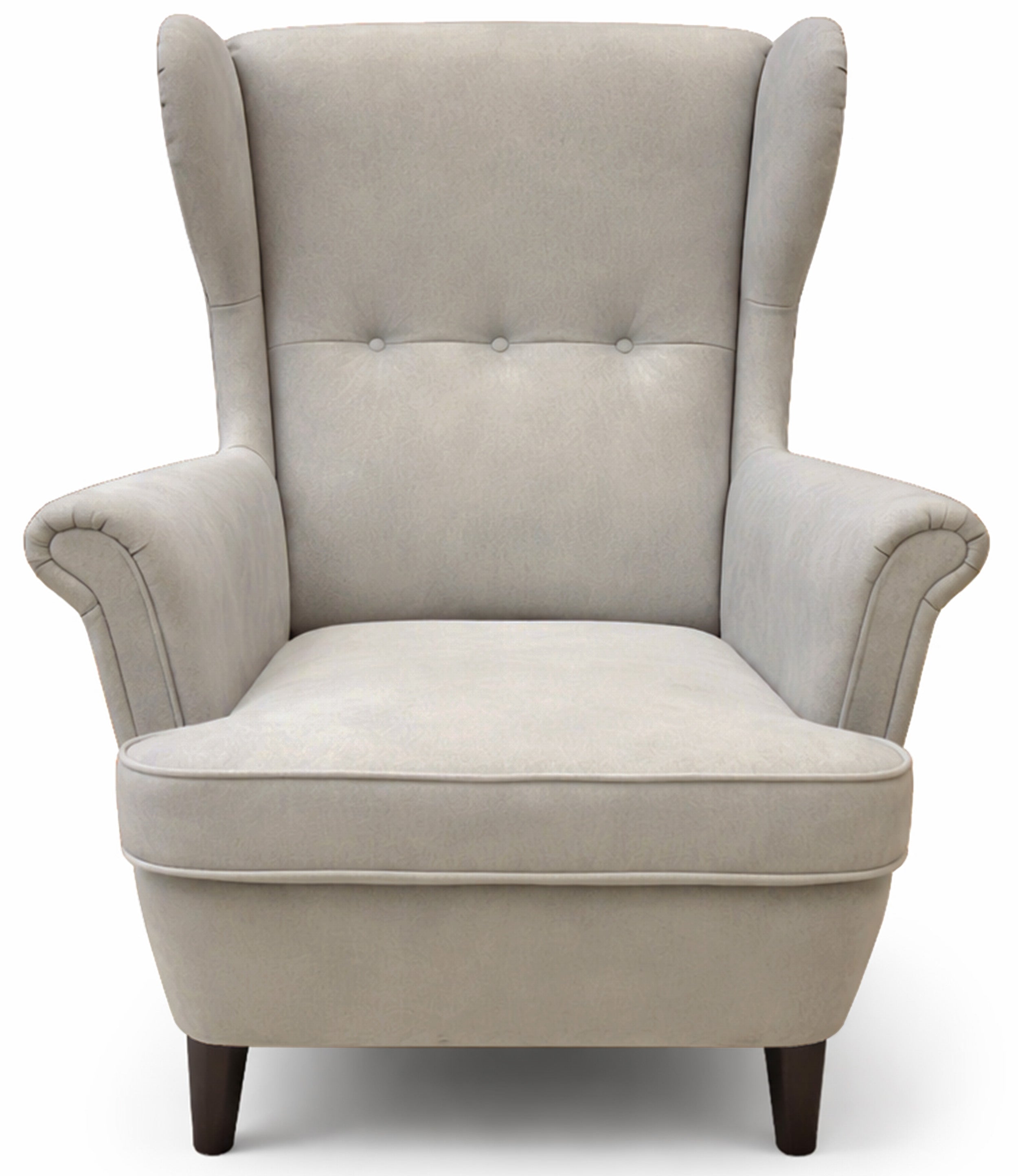 Sessel Malmello Ohrensessel beige Velours, pflegeleicht, schwarze Beine