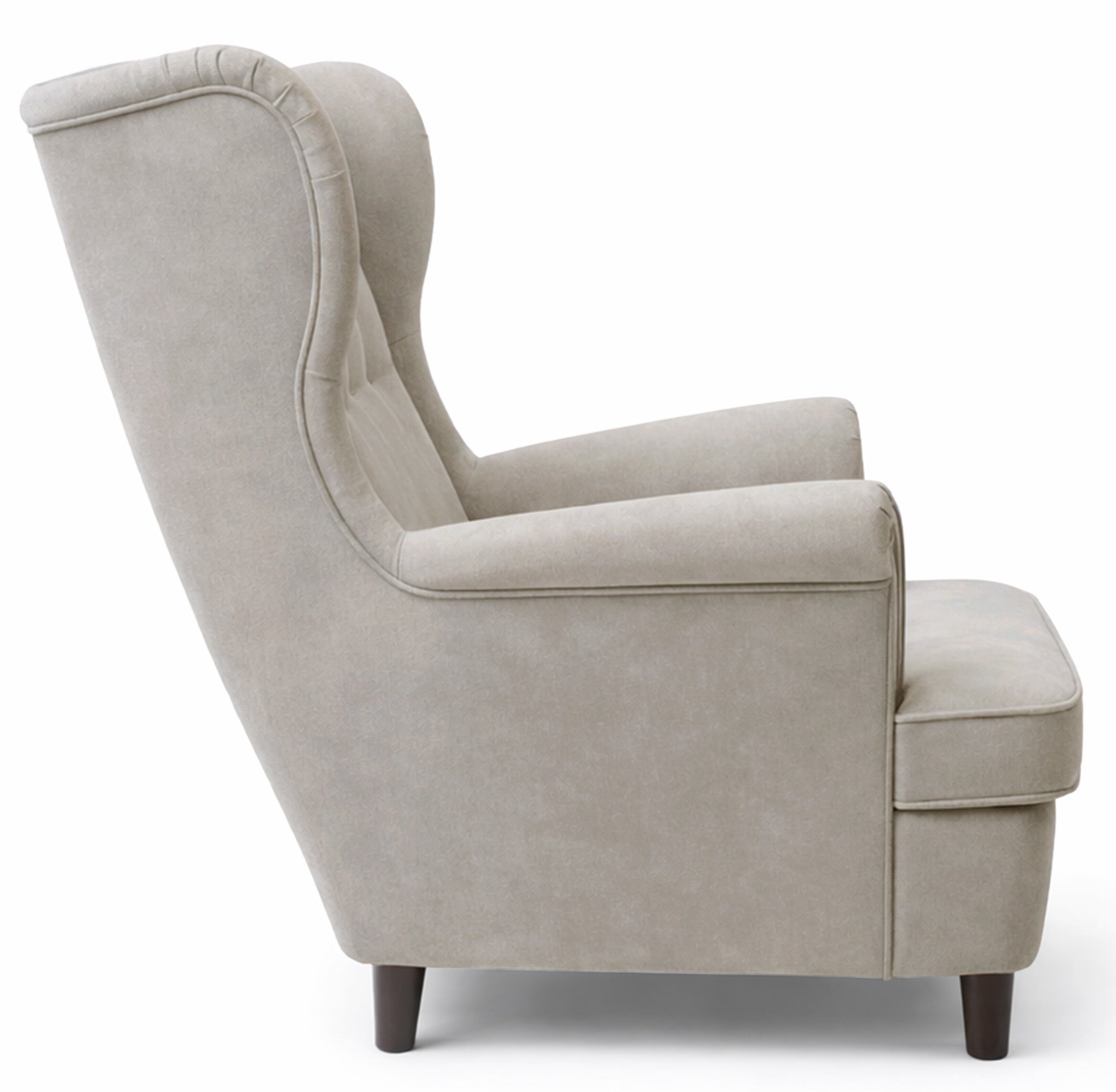Sessel Malmello Ohrensessel beige Velours, pflegeleicht, schwarze Beine