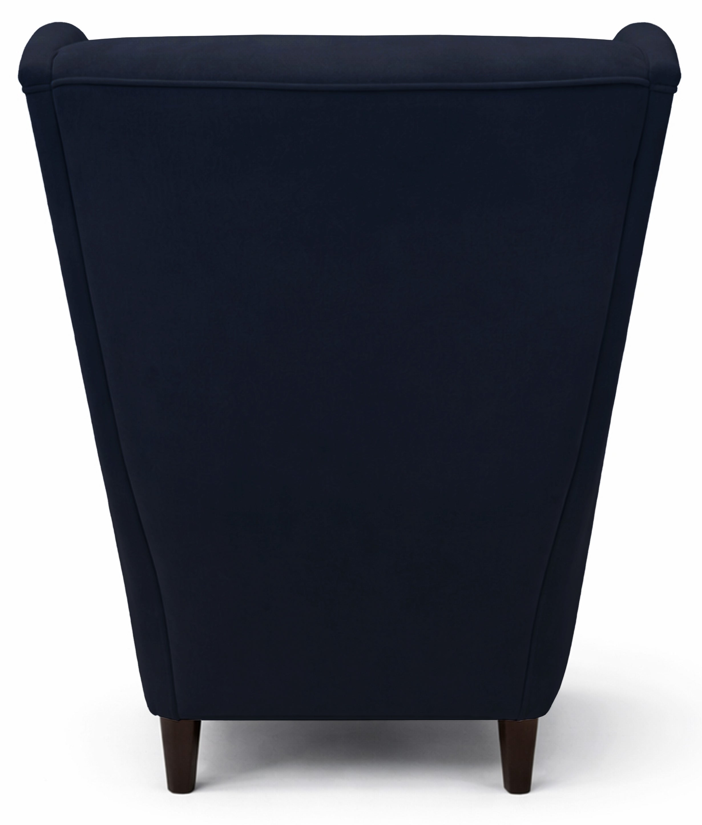 Ohrensessel Malmello mit Fußhocker, marineblauer, leicht zu reinigender Samt, schwarze Beine