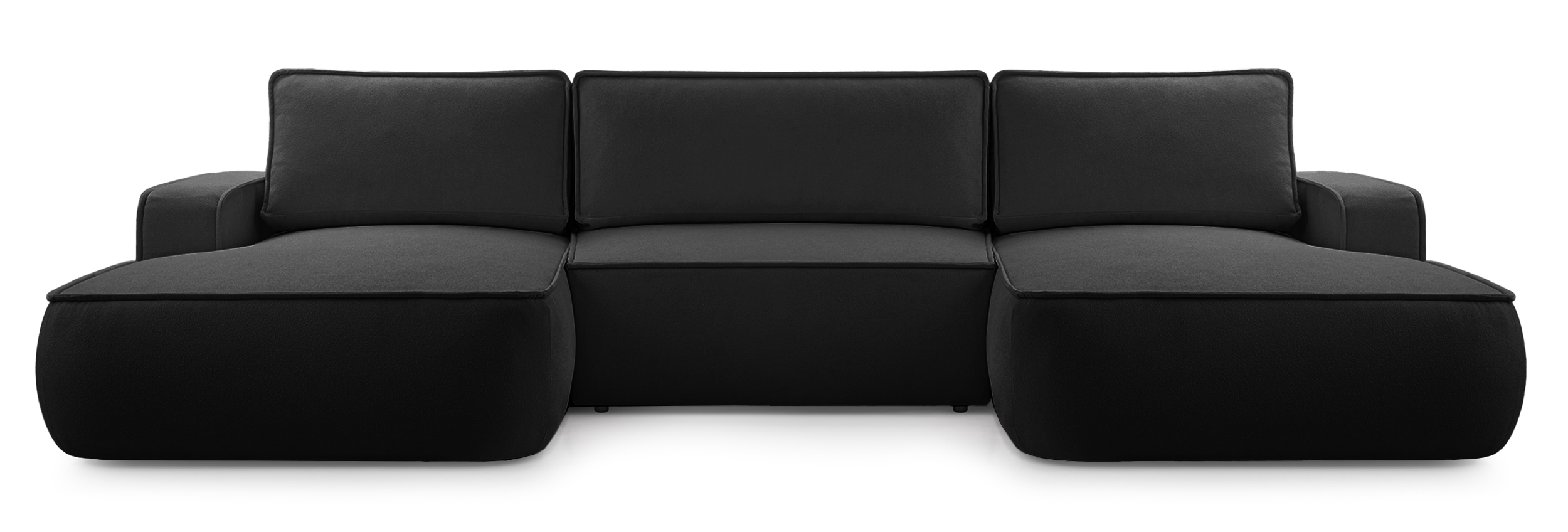 Ecksofa mit Schlaffunktion Mollaro U-förmig, universell, mit Stauraum, schwarzer Bouclé-Stoff