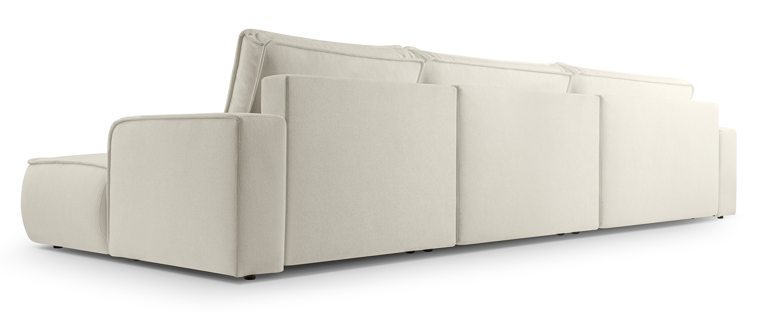 U-förmige Mollaro Eckcouch mit Schlaffunktion, universell, mit Stauraum, in cremefarbenem Bouclé-Stoff