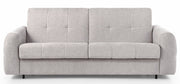 Dreisitziges ausklappbares Sofa Muvea 140 cm mit Stauraum und Matratze, italienisches Gestell, beige Chenille