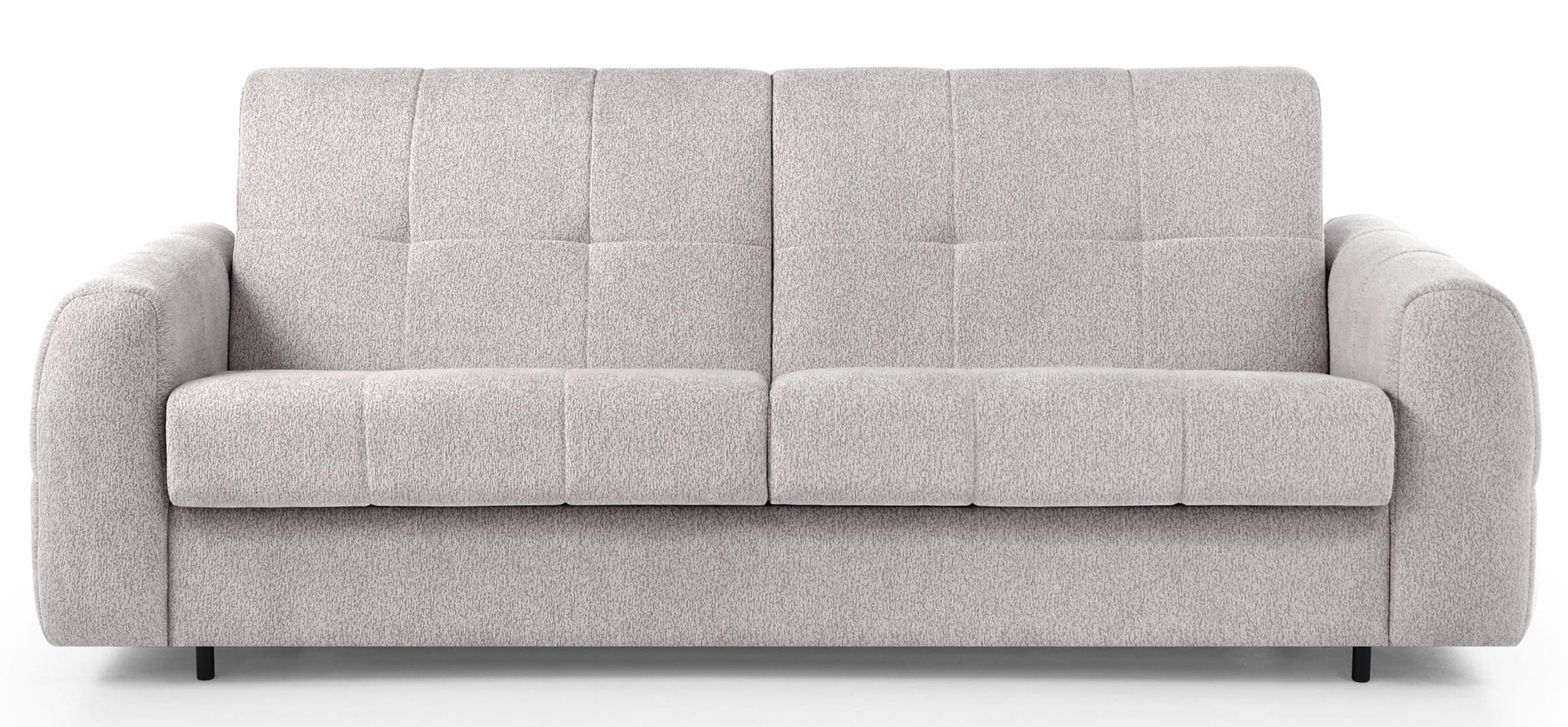 Dreisitziges ausklappbares Sofa Muvea 140 cm mit Stauraum und Matratze, italienisches Gestell, beige Chenille
