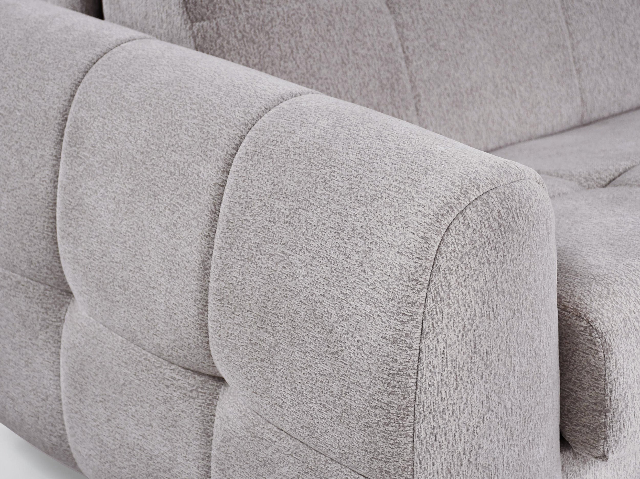 Dreisitziges ausklappbares Sofa Muvea 140 cm mit Stauraum und Matratze, italienisches Gestell, beige Chenille