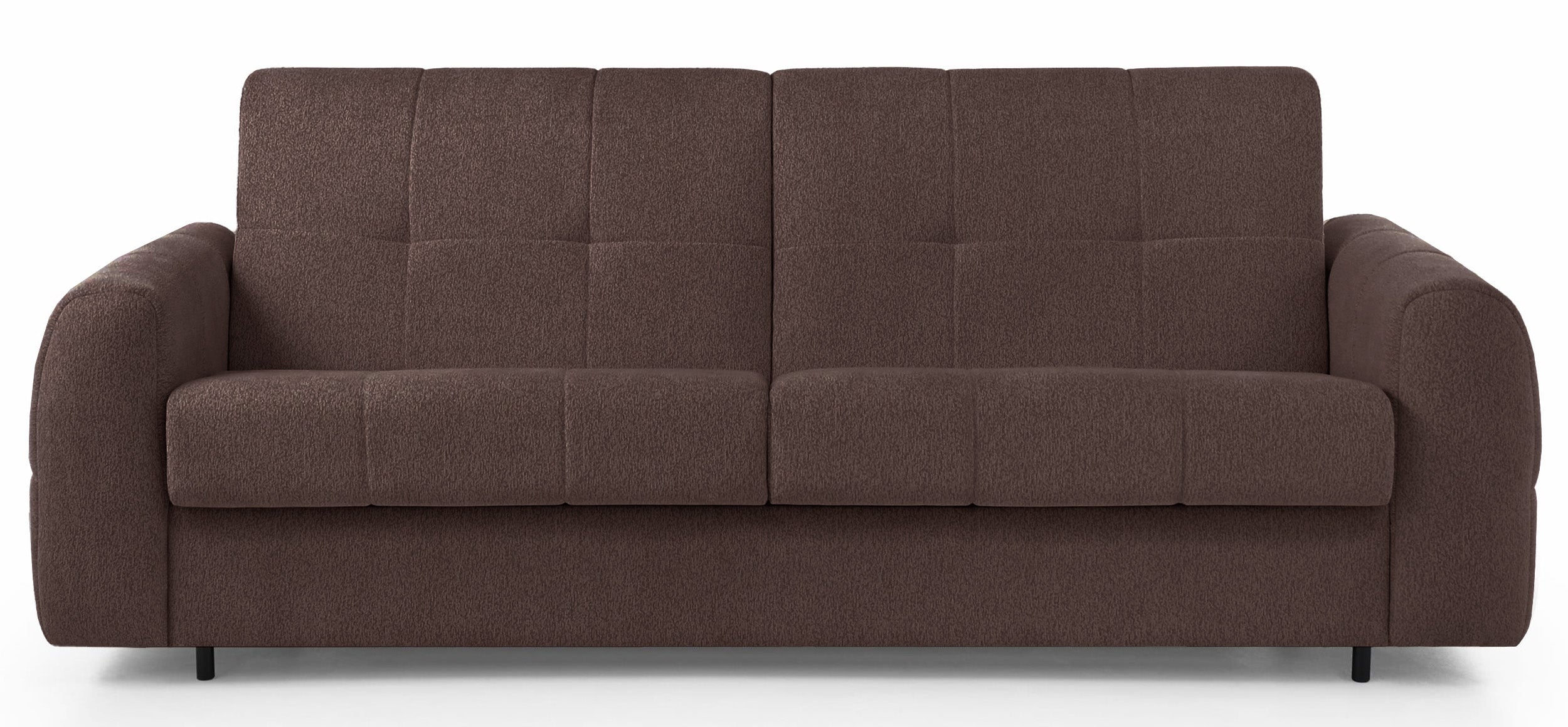 Dreisitziges ausklappbares Sofa Muvea 160 cm mit Stauraum und Matratze, italienisches Gestell, brauner Chenille-Bezug