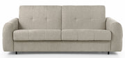 Dreisitziges ausklappbares Sofa Muvea 140 cm mit Stauraum und Matratze, italienischer Rahmen, cremefarbener Chenille-Bezug