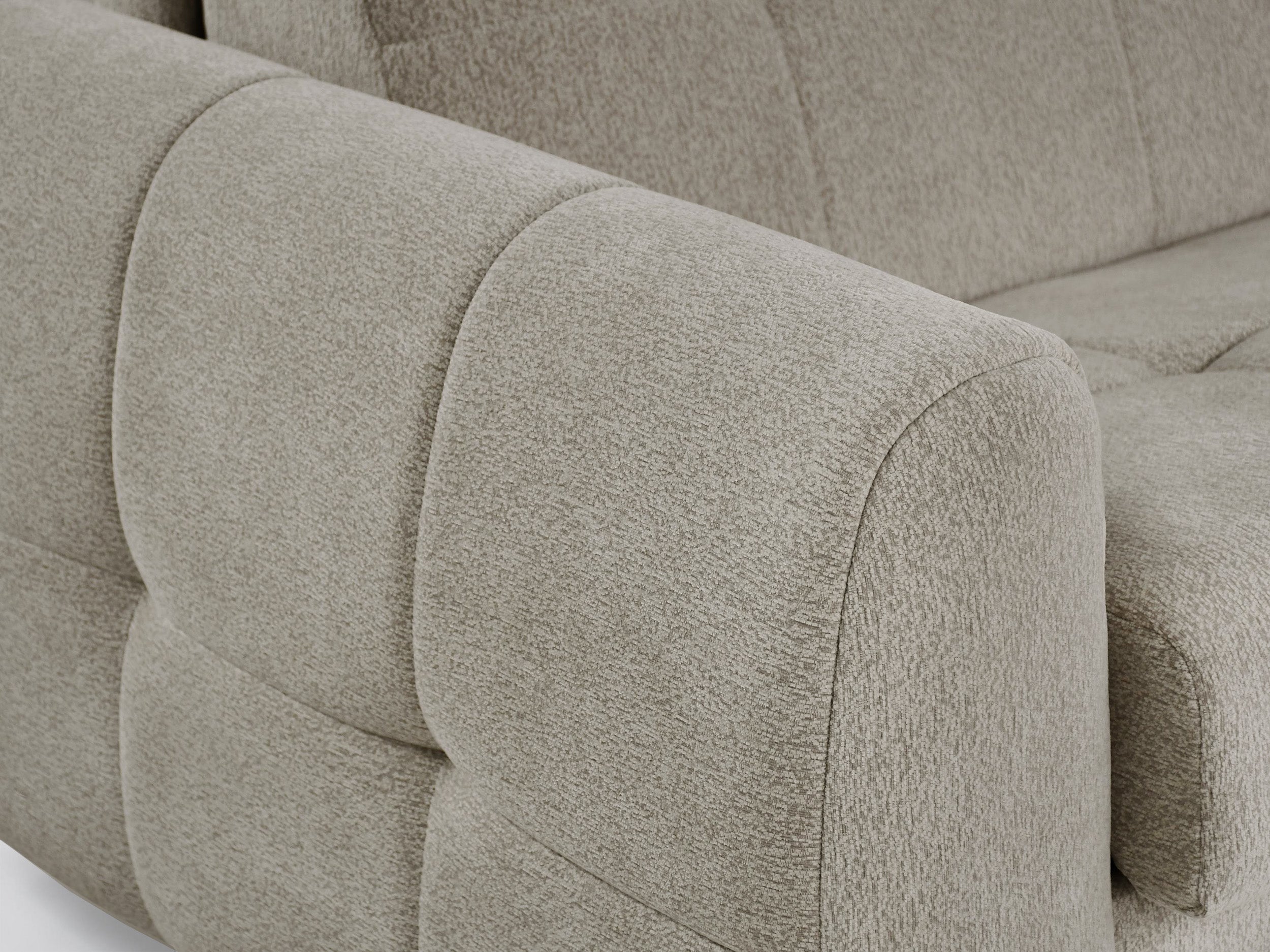 Dreisitziges ausklappbares Sofa Muvea 140 cm mit Stauraum und Matratze, italienischer Rahmen, cremefarbener Chenille-Bezug