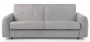 Dreisitziges Klappsofa Muvea 140 cm mit Stauraum und Matratze, italienischer Rahmen, hellgrauer Chenillestoff