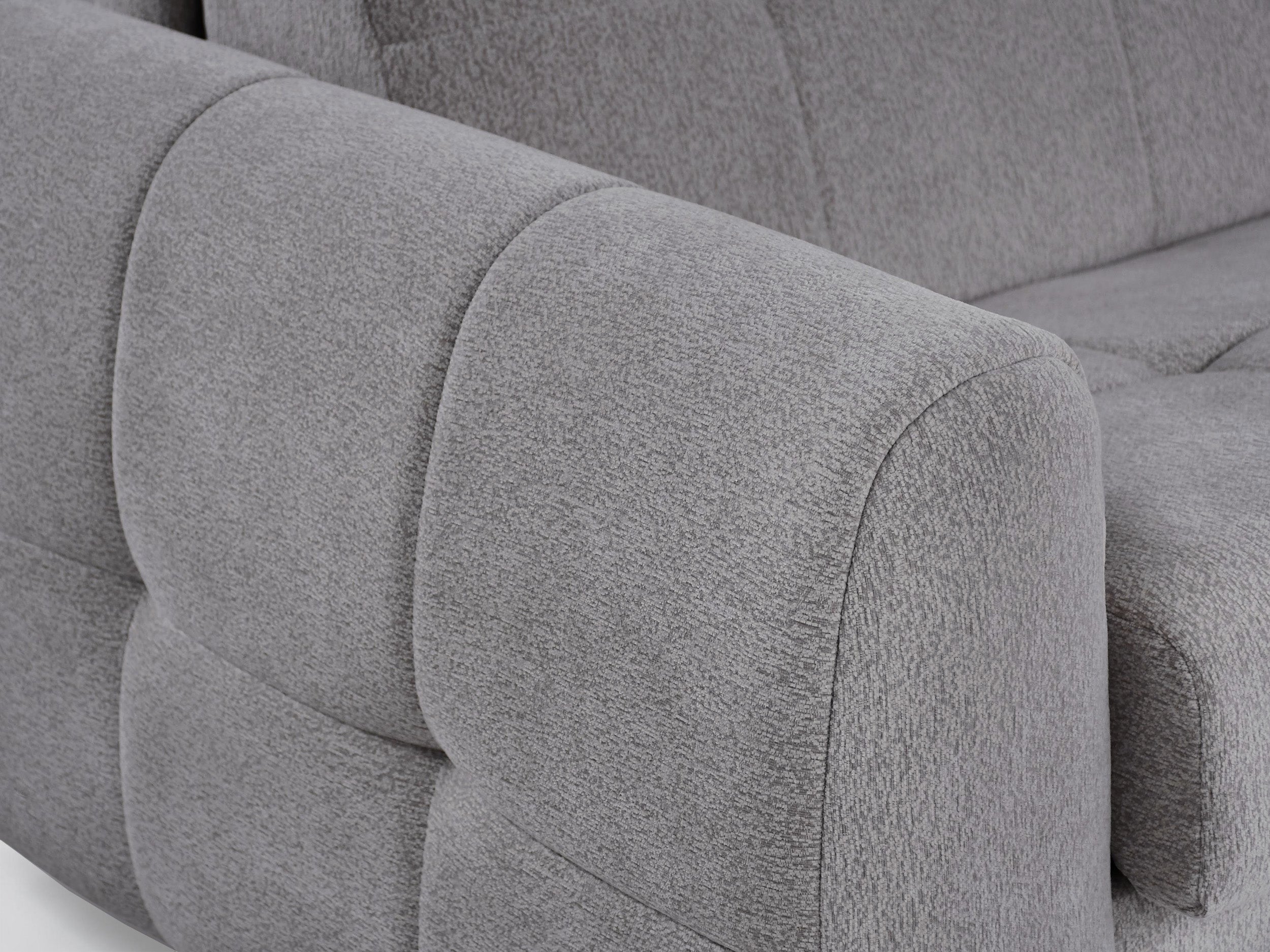 Dreisitziges Klappsofa Muvea 140 cm mit Stauraum und Matratze, italienischer Rahmen, hellgrauer Chenillestoff