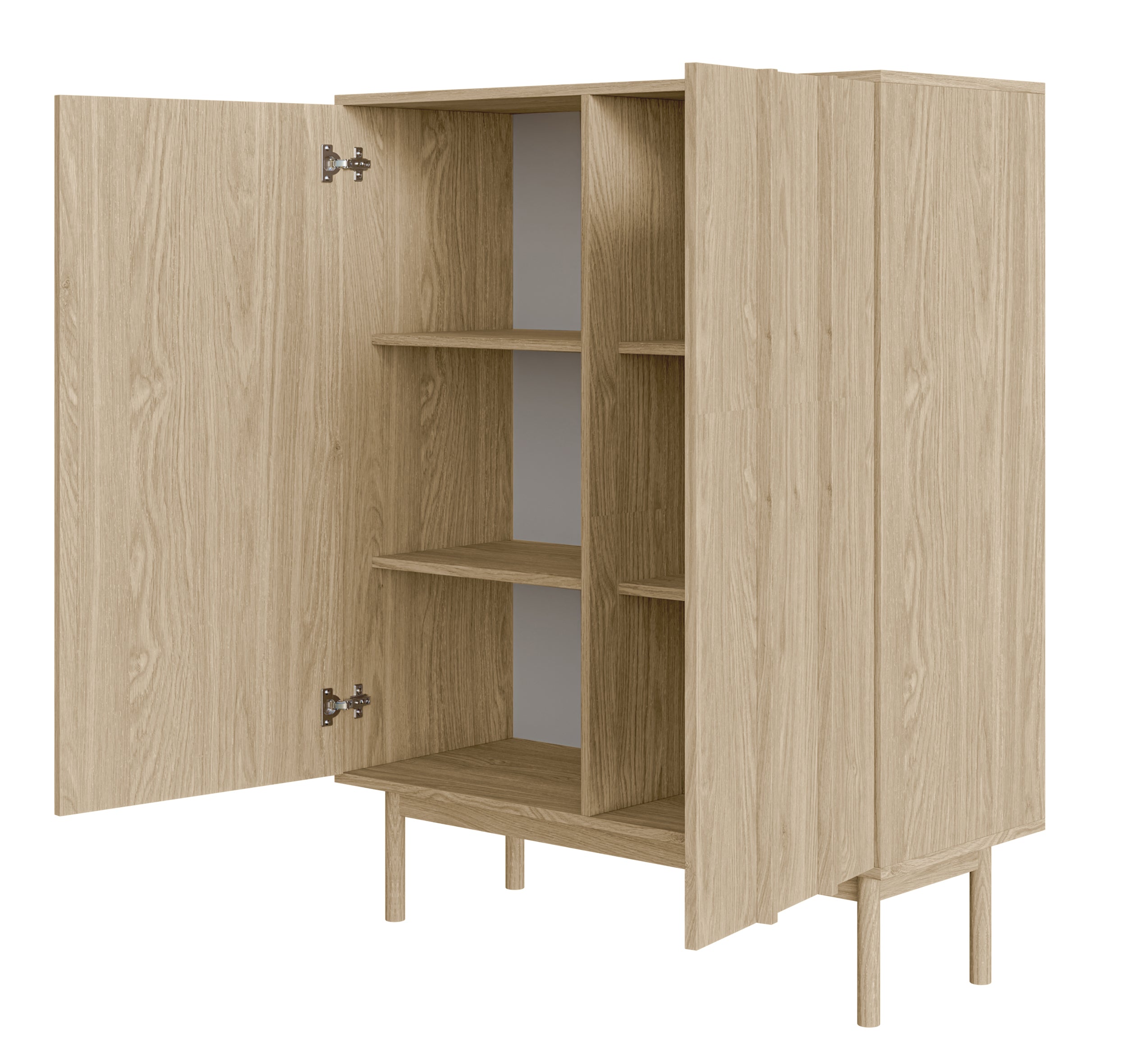 Hoher Schrank Neksto mit zwei Türen, 100 cm, geölte Eiche