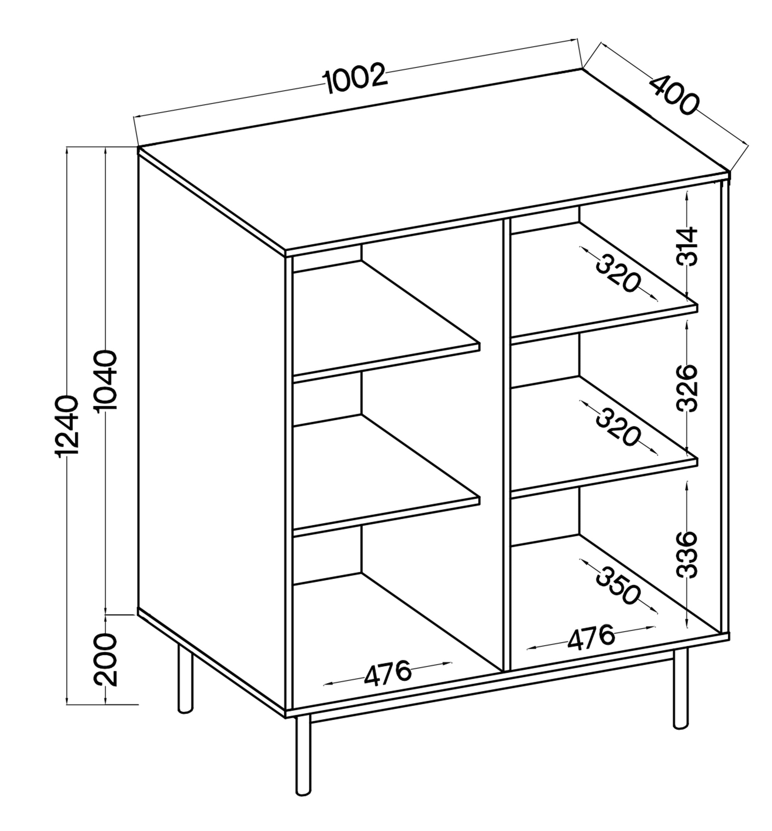 Hoher Schrank Neksto mit zwei Türen, 100 cm, geölte Eiche