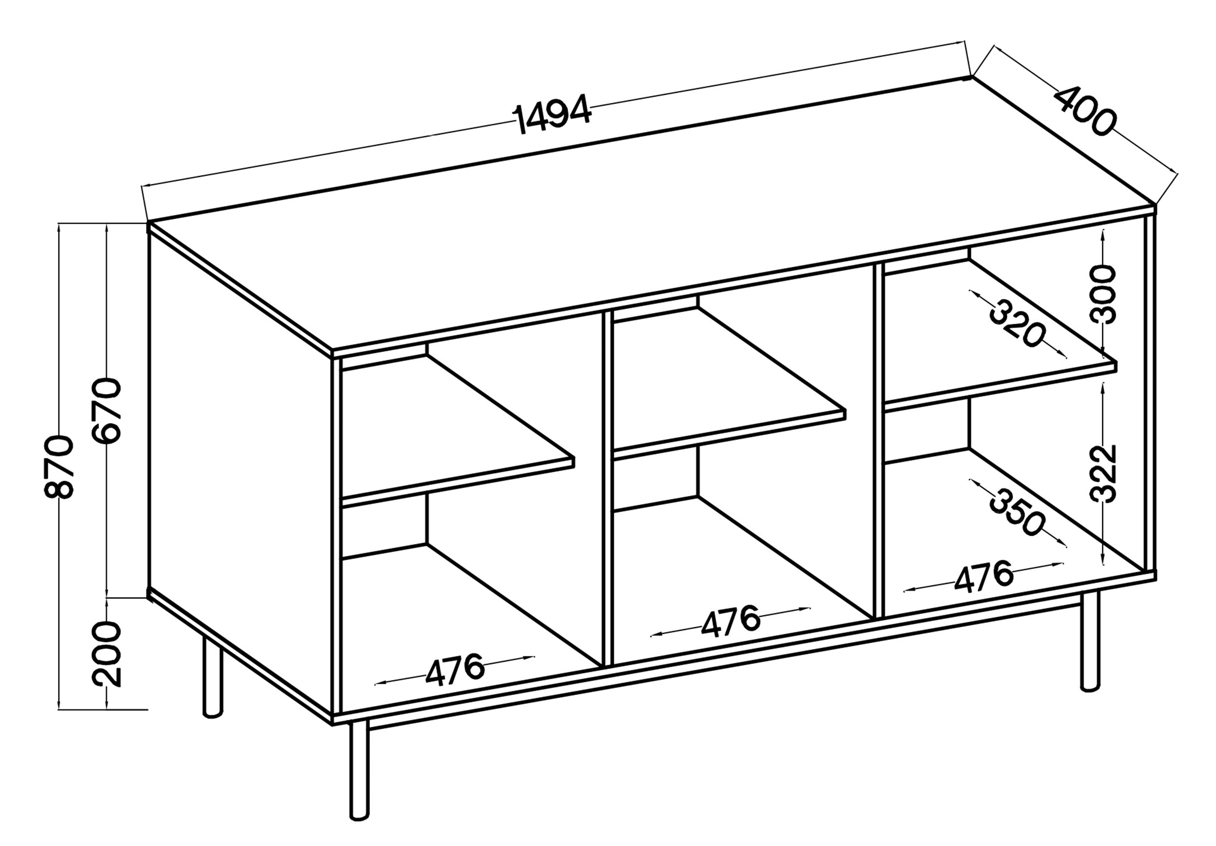 Drehtür-Kommode Neksto 150 cm geölte Eiche