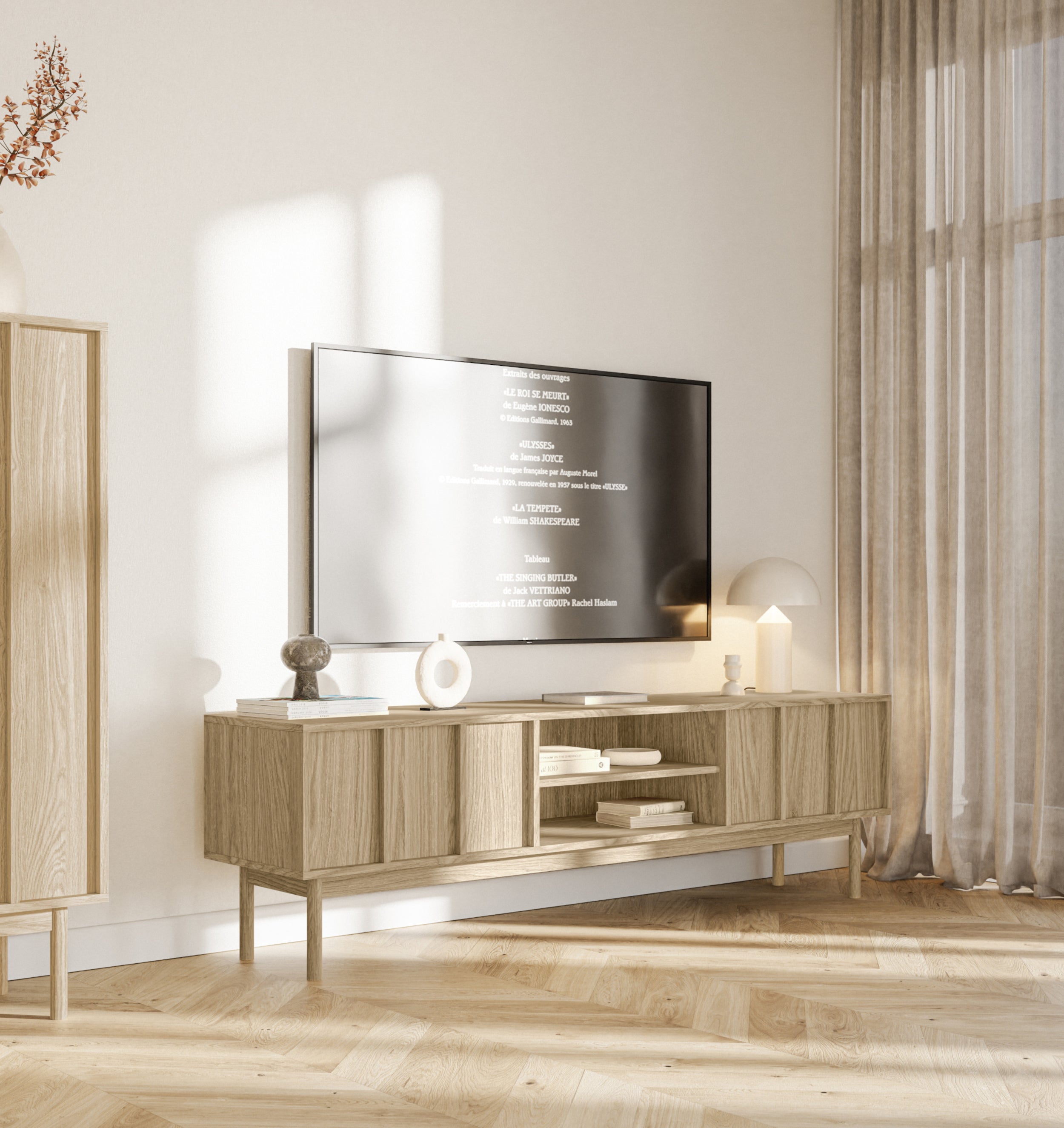 TV-Schrank Neksto mit zwei Schubladen 170 cm geölte Eiche