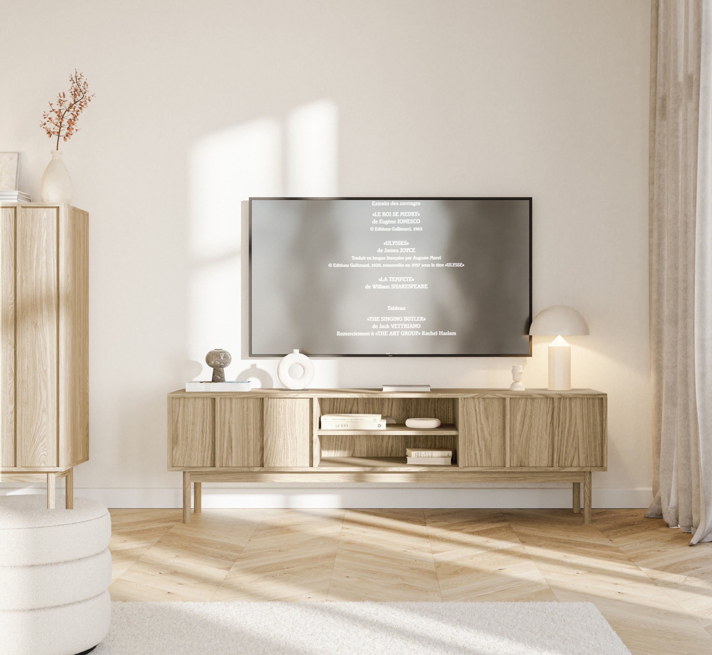 TV-Schrank Neksto mit zwei Schubladen 170 cm geölte Eiche