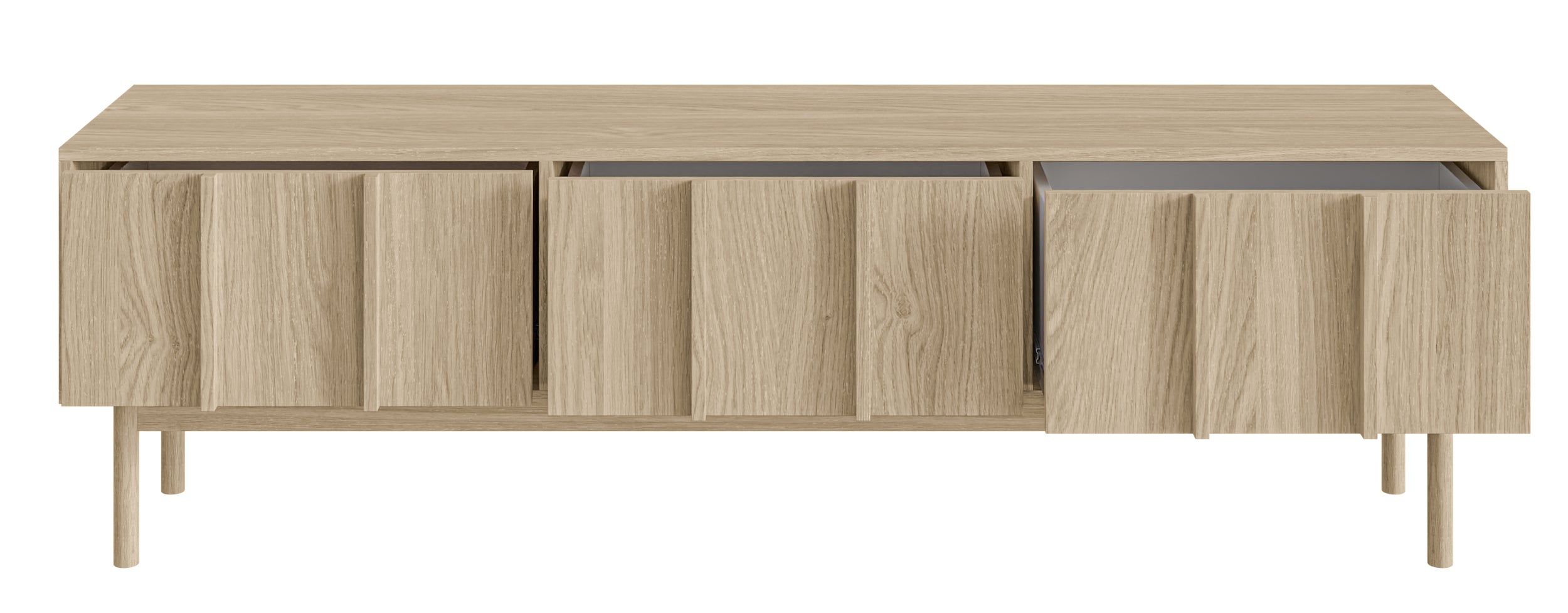 TV-Schrank Neksto mit drei Schubladen, 170 cm, geölte Eiche