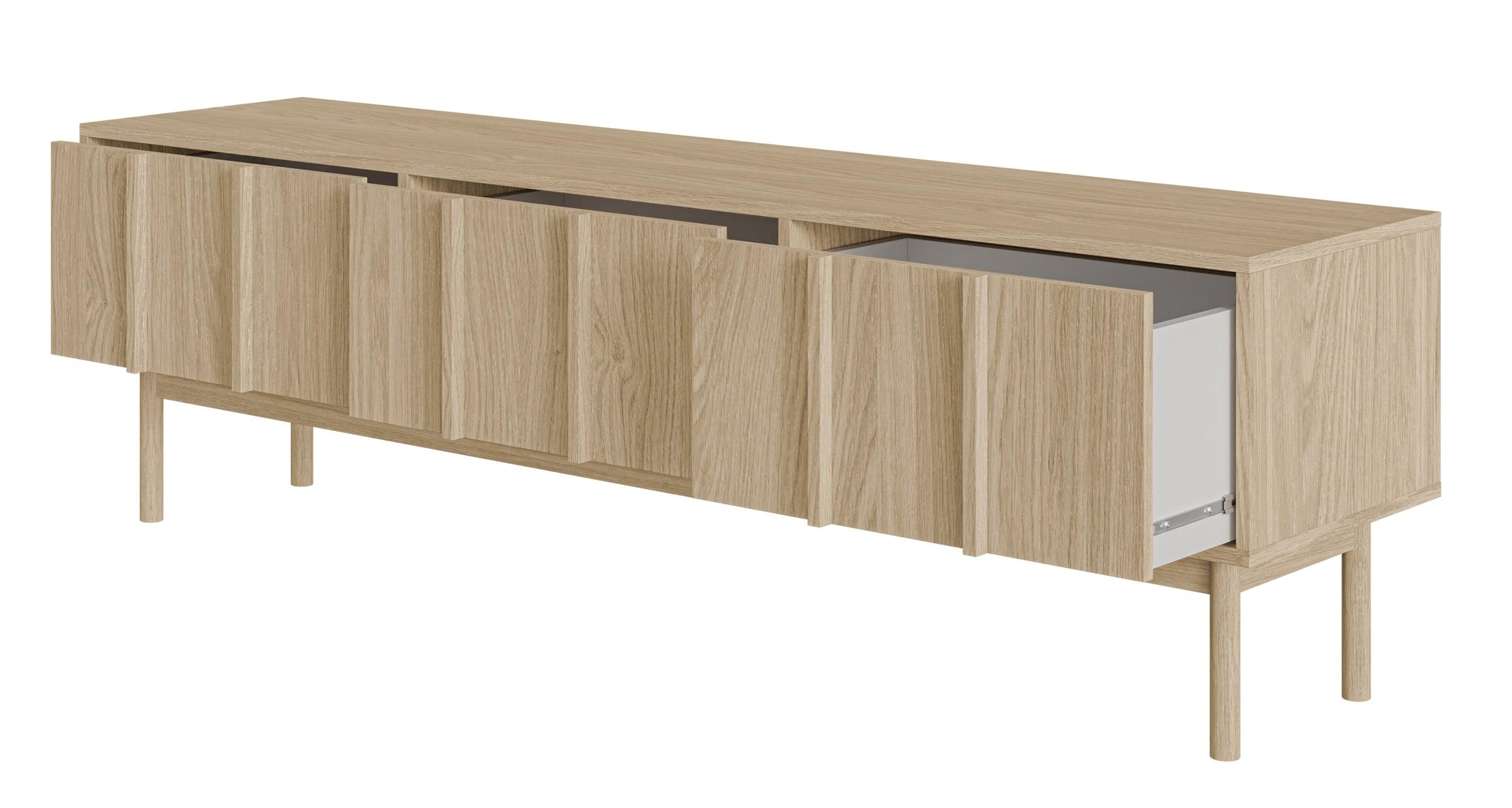 TV-Schrank Neksto mit drei Schubladen, 170 cm, geölte Eiche