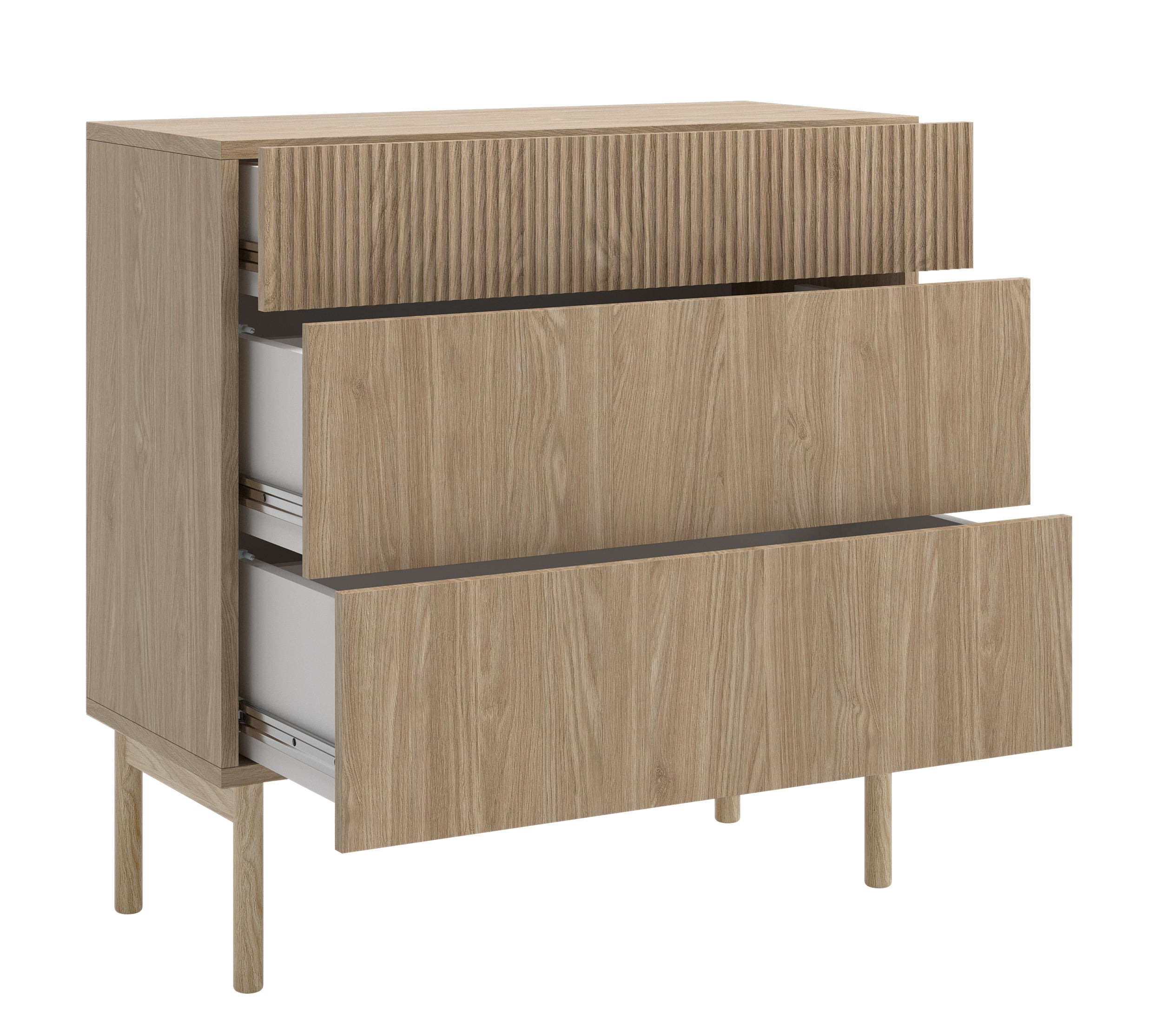 Kommode Nolie mit drei Schubladen 90 cm geölte Eiche