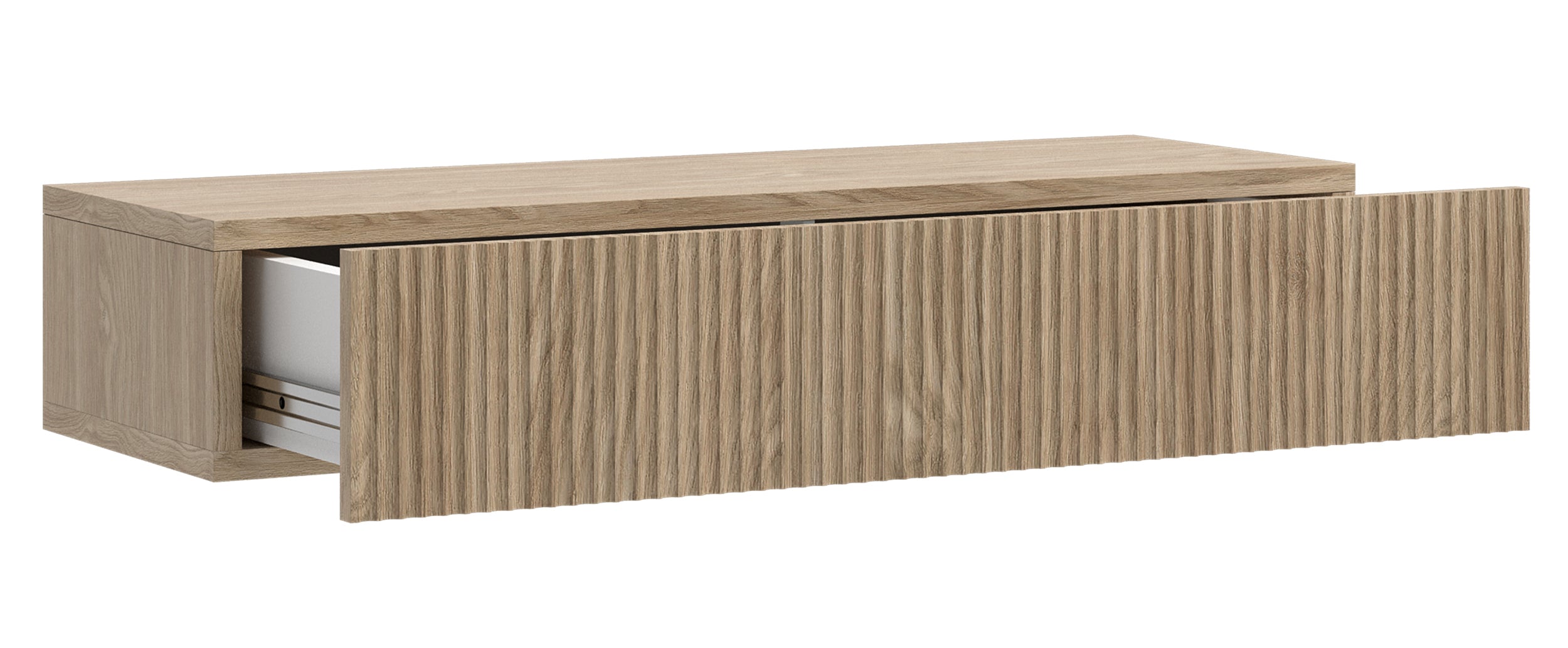 Hängende Nolie-Konsole mit Schublade und Rillen an der Front, 90 cm, geölte Eiche