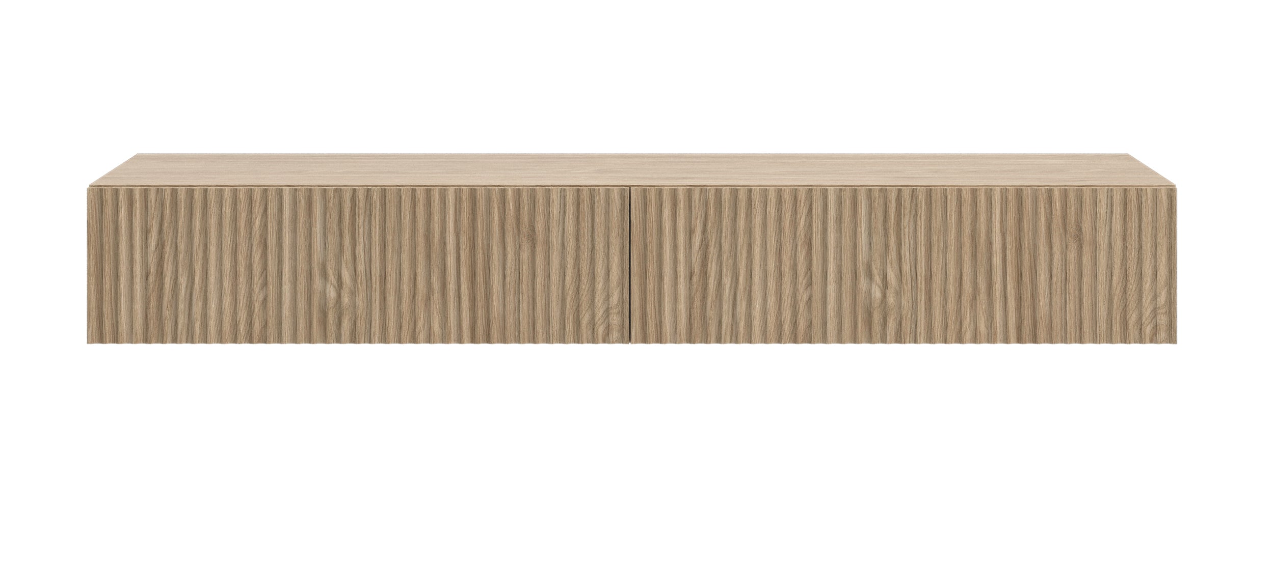 Hängender Schminktisch Nolie mit zwei Schubladen und Frontfräsung, 110 cm, geölte Eiche